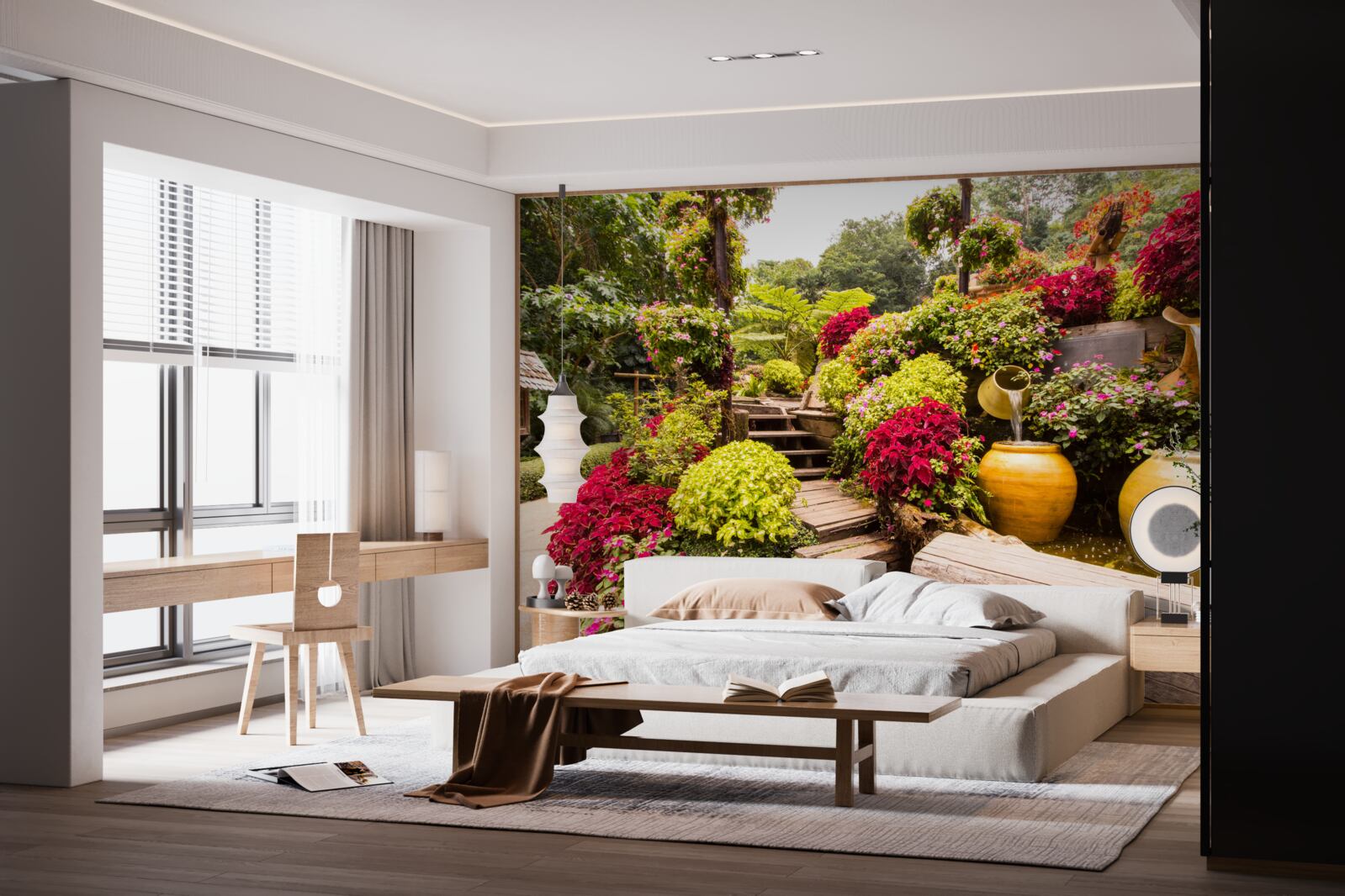 Fototapeta piękno krajobrazu stworzonego przez kwiaty