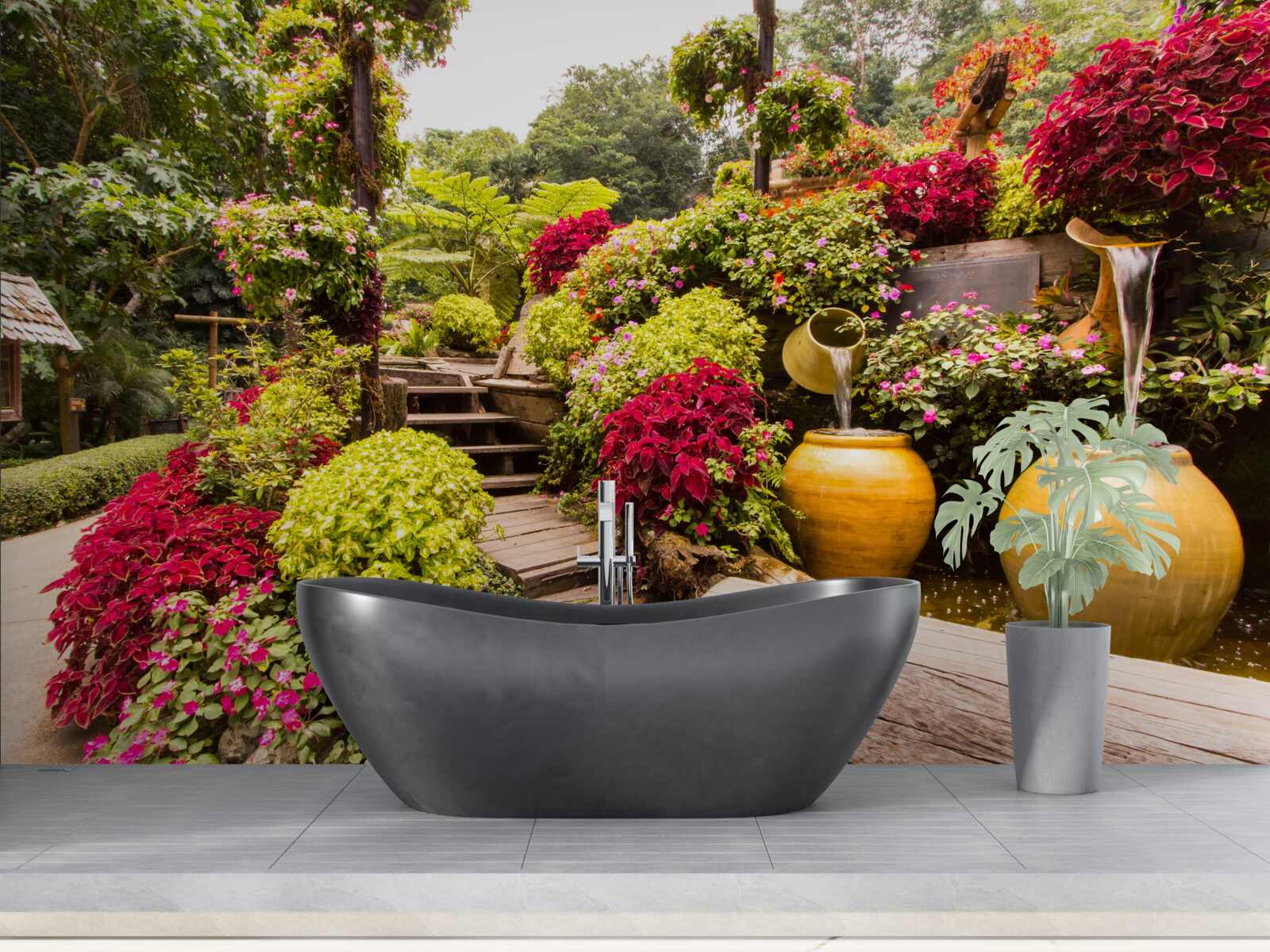 Fototapeta piękno krajobrazu stworzonego przez kwiaty