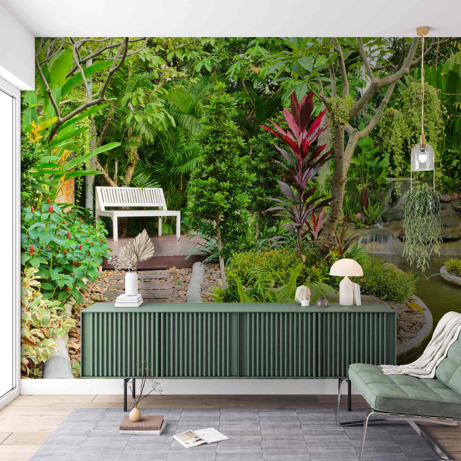 Fototapeta tropikalny raj na terenie leśnym w pobliżu stawu