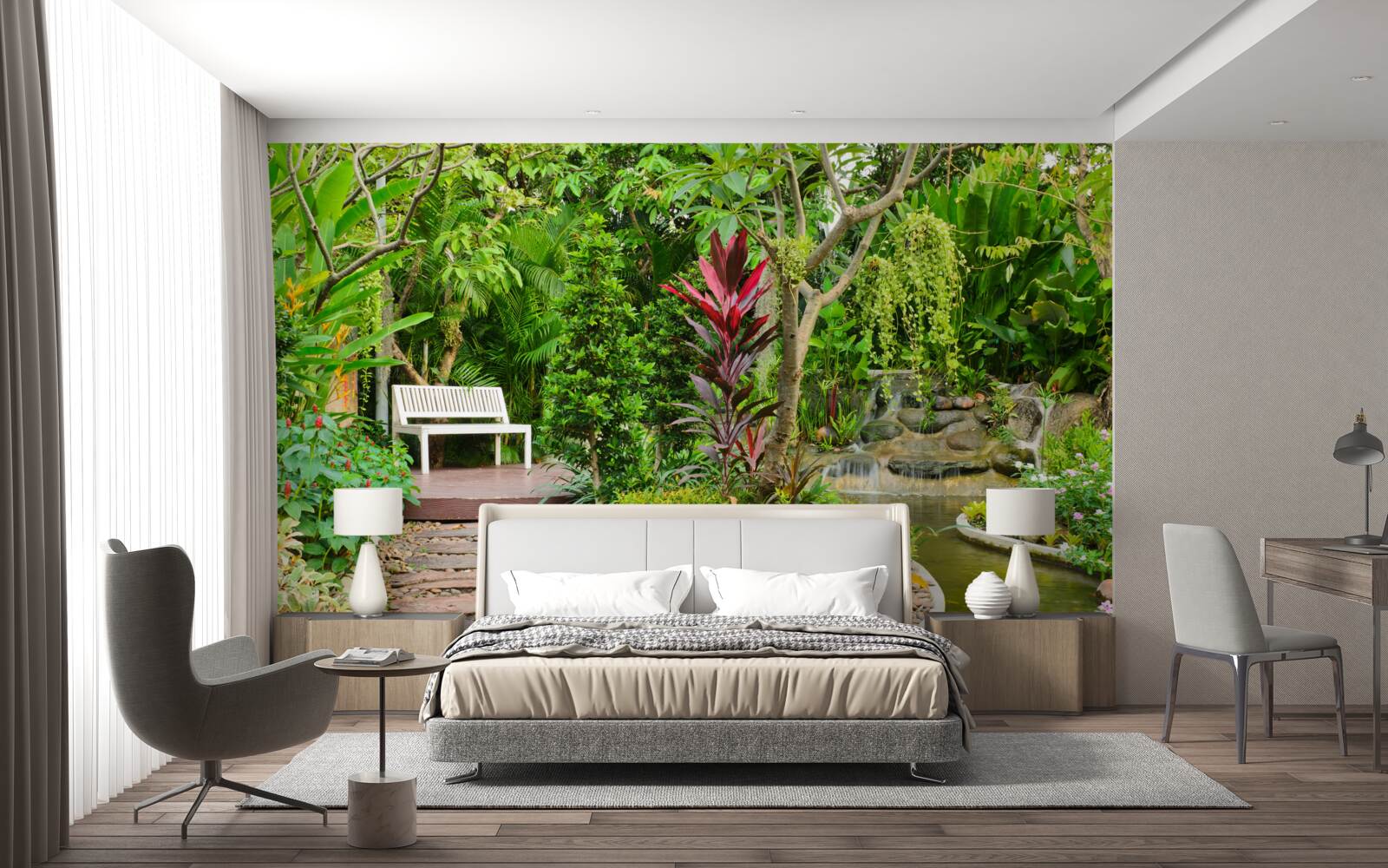 Fototapeta tropikalny raj na terenie leśnym w pobliżu stawu