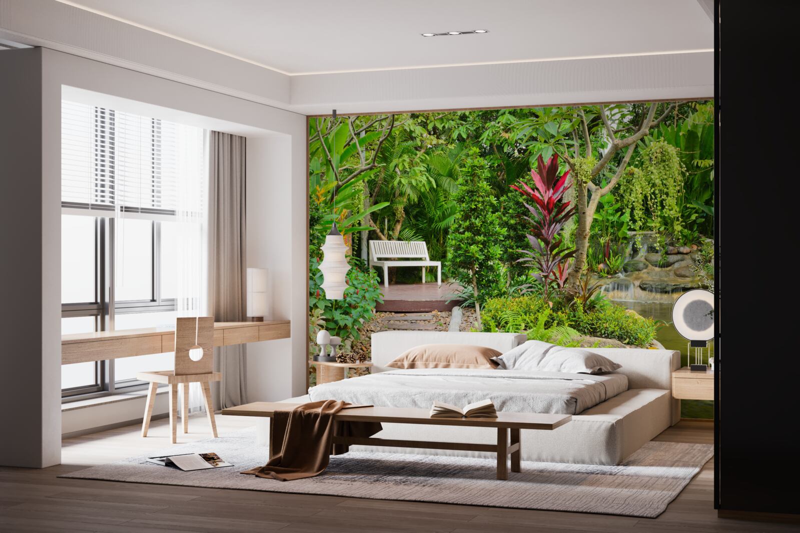 Fototapeta tropikalny raj na terenie leśnym w pobliżu stawu