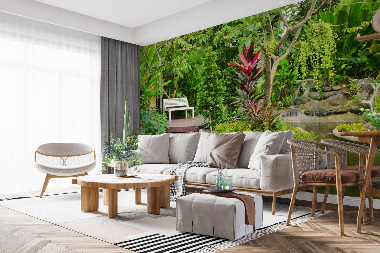 Fototapeta tropikalny raj na terenie leśnym w pobliżu stawu