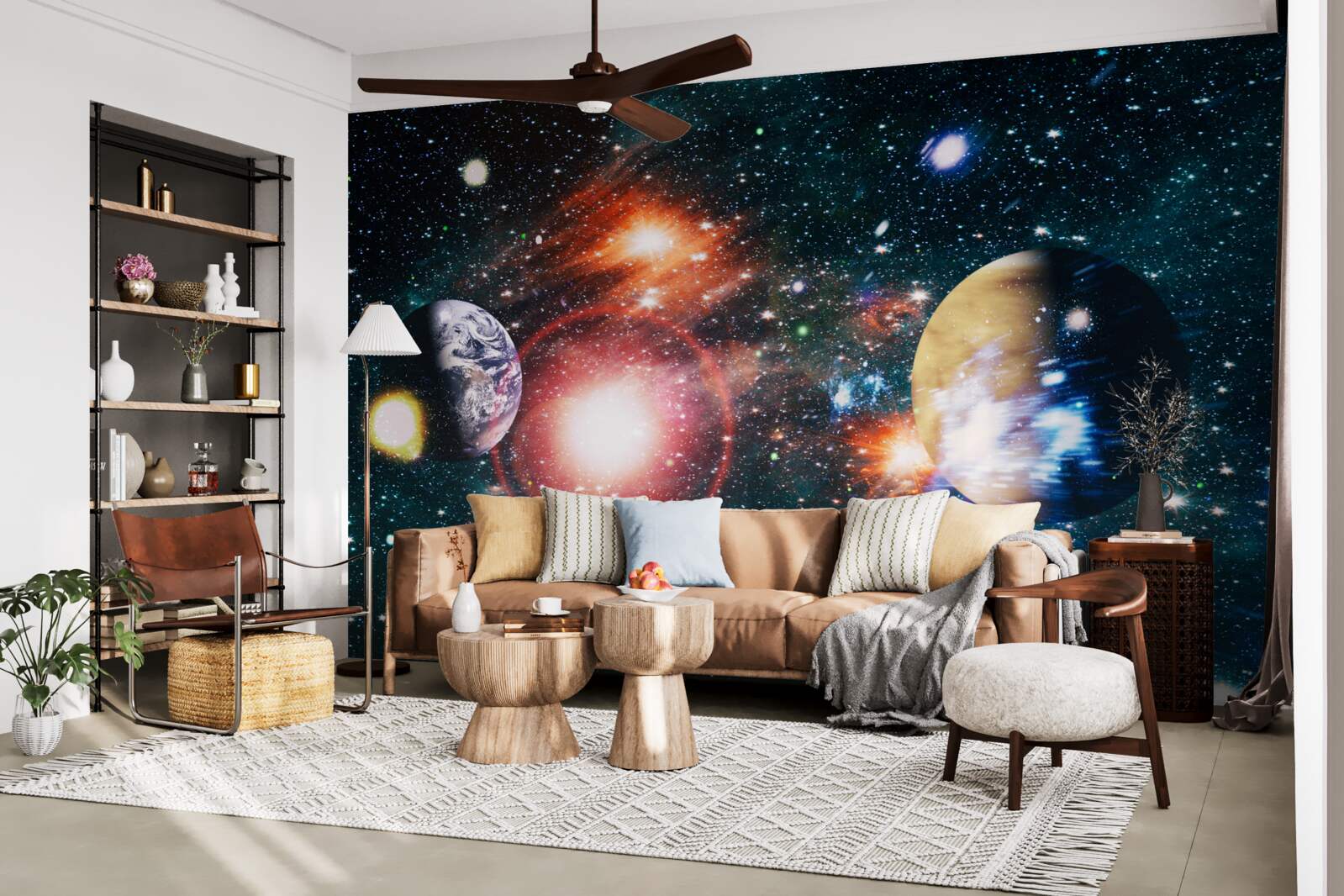 Fototapeta gwiaździste niebo w mglistą noc