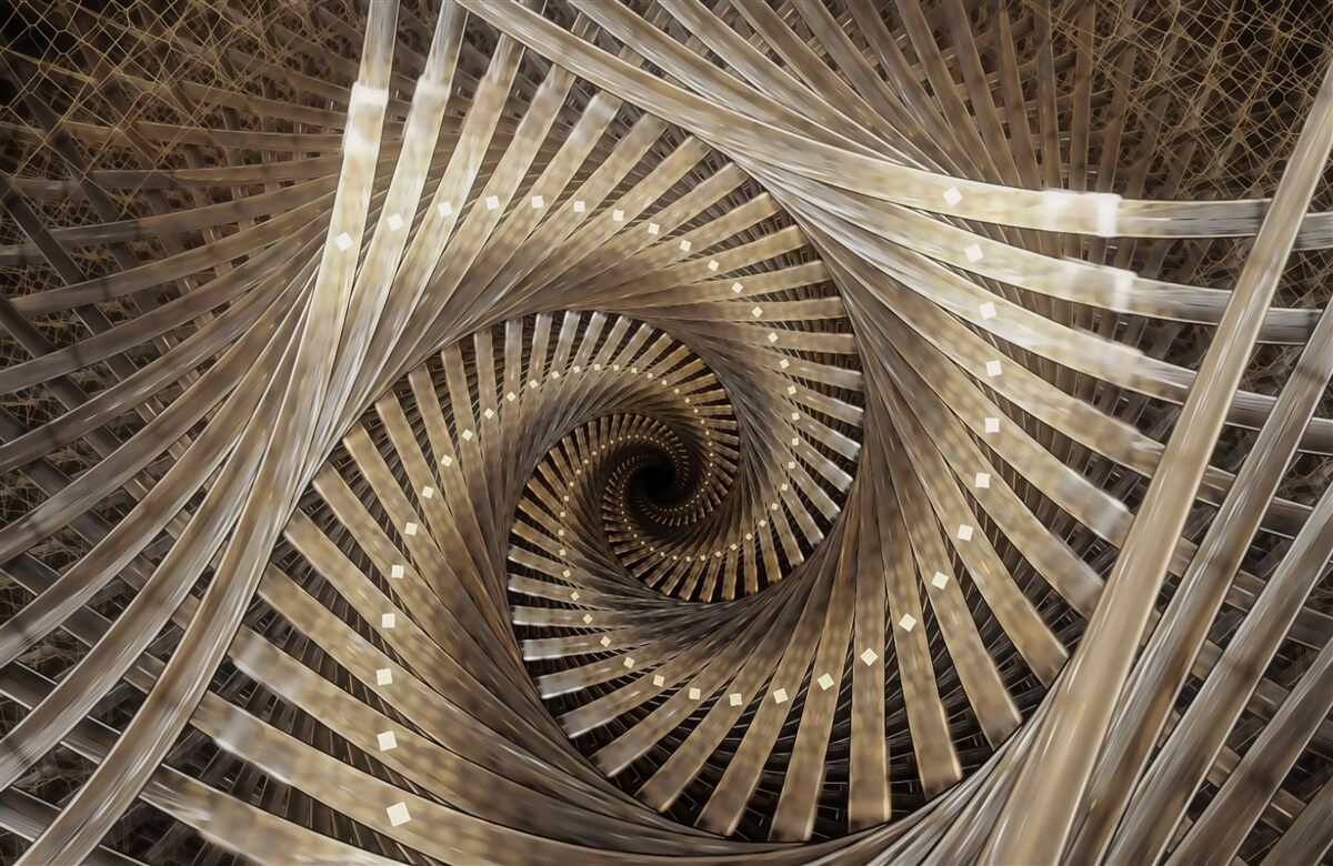 Fototapeta w perspektywie widać okrągłe schody