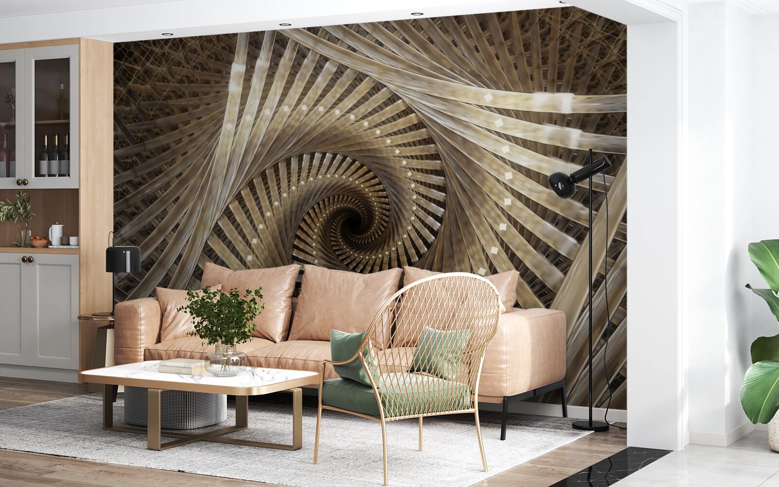 Fototapeta w perspektywie widać okrągłe schody