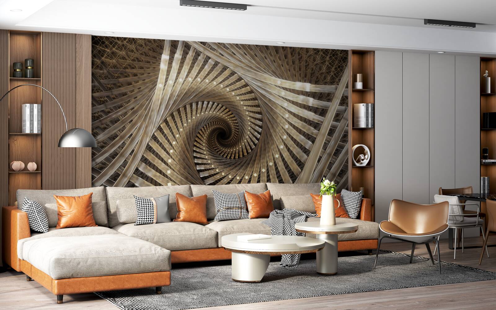 Fototapeta w perspektywie widać okrągłe schody