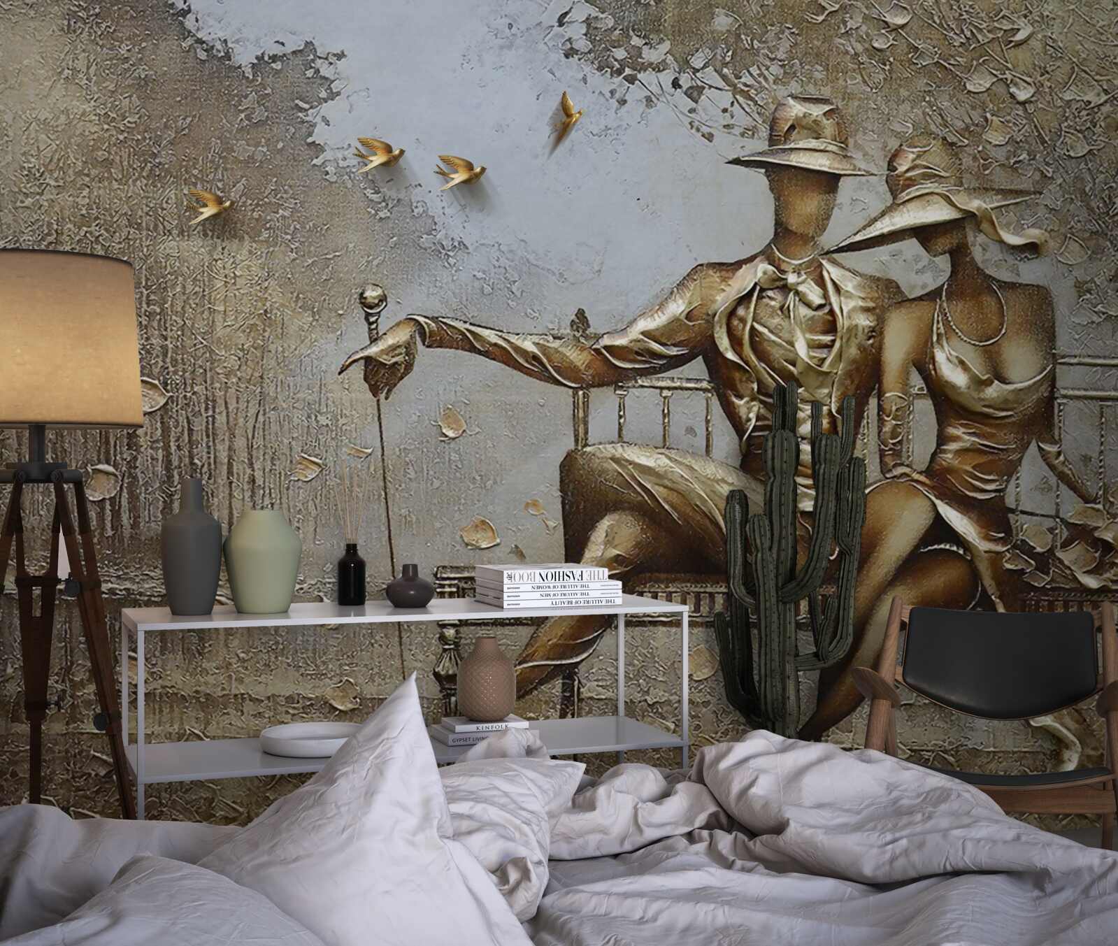 Fototapeta podczas ulewy młodzi kochankowie na ławce