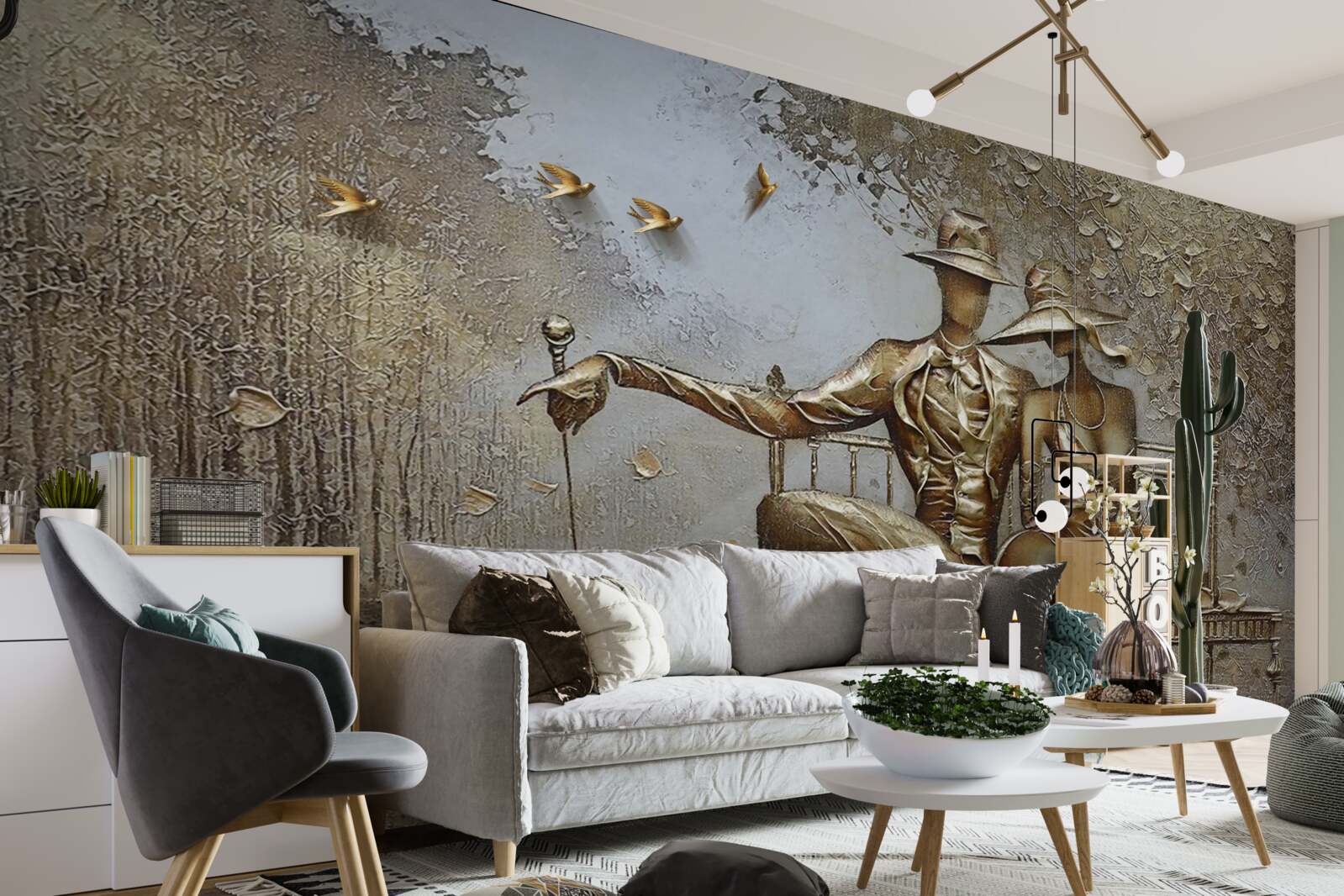 Fototapeta podczas ulewy młodzi kochankowie na ławce