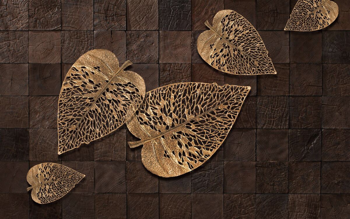 Fototapeta brązowe metalowe liście