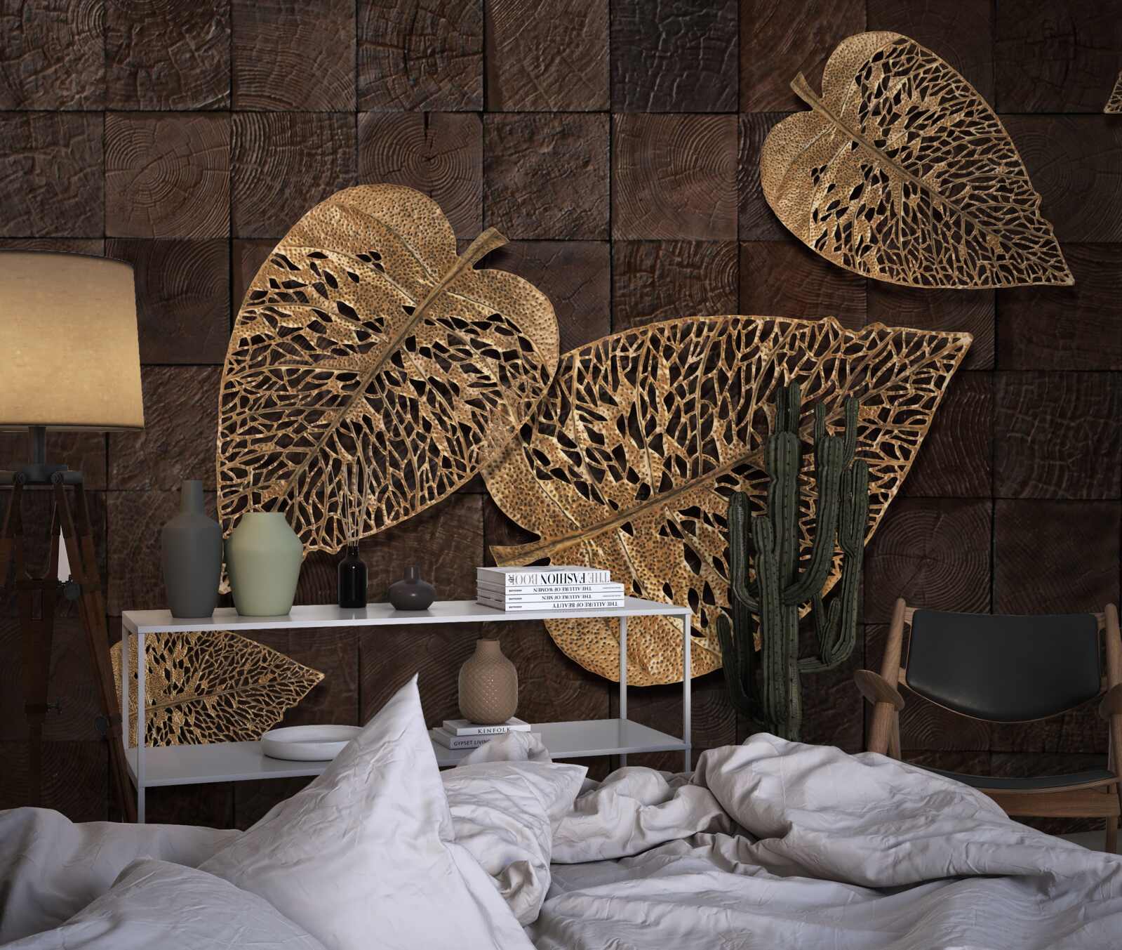 Fototapeta brązowe metalowe liście