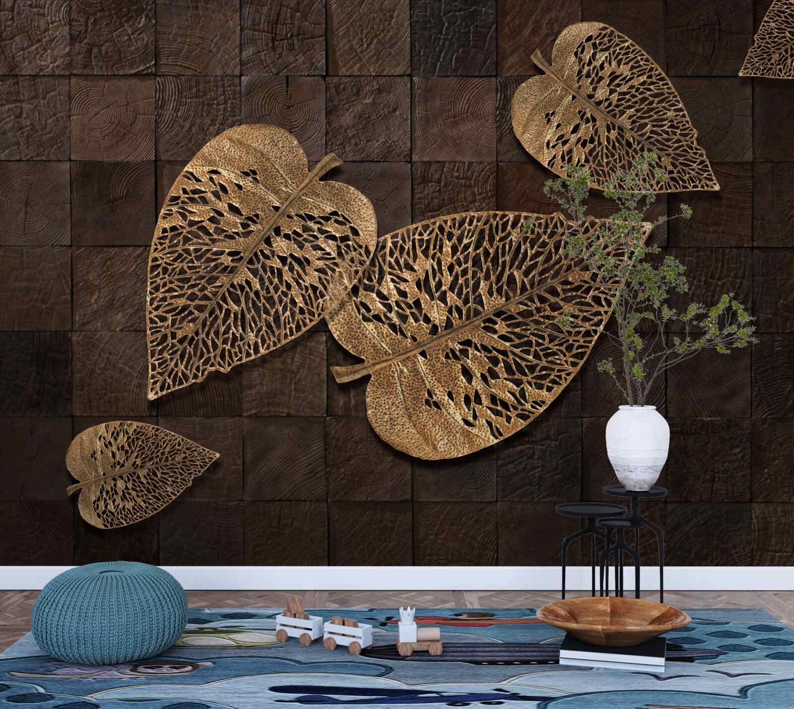 Fototapeta brązowe metalowe liście