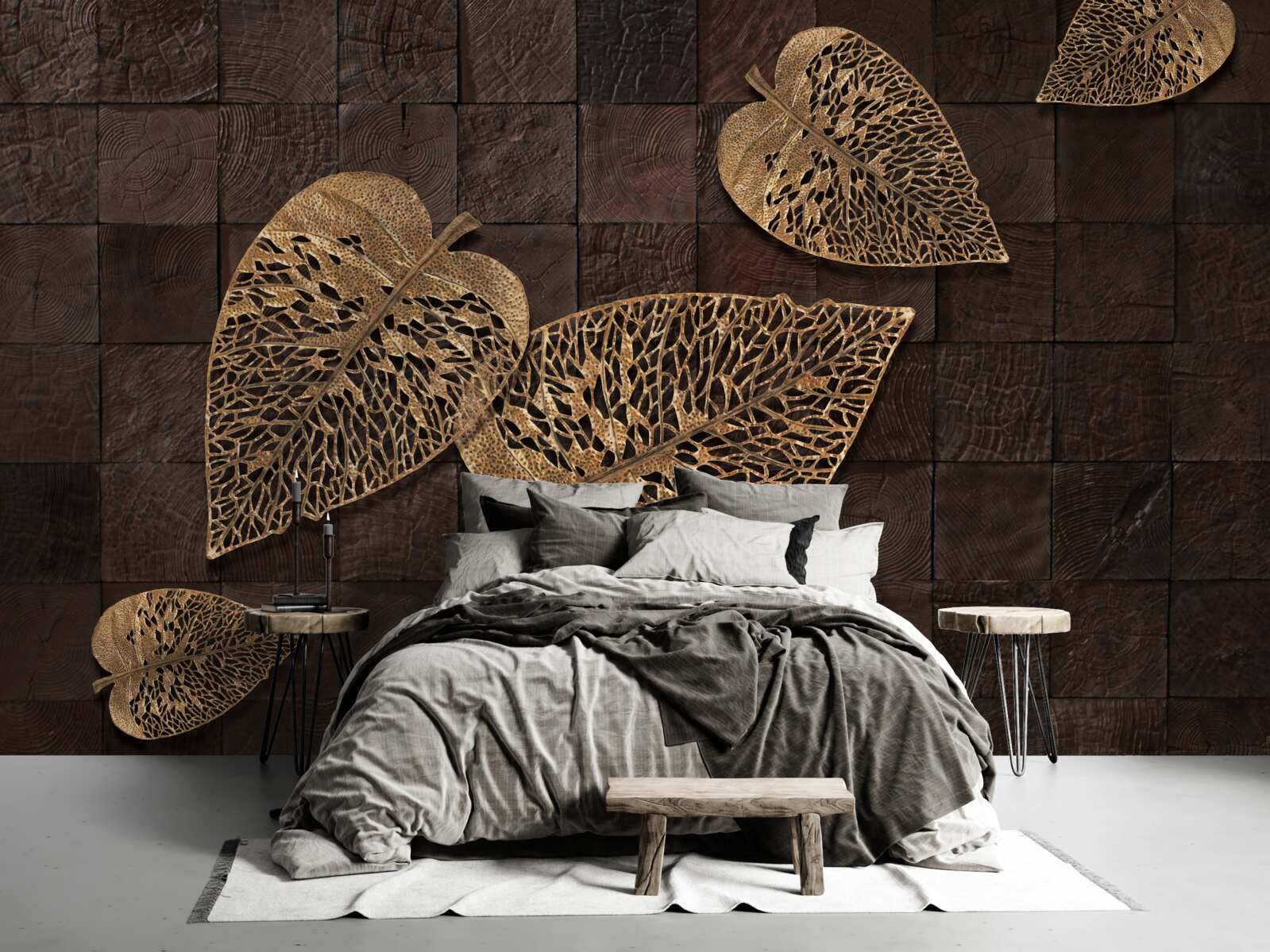 Fototapeta brązowe metalowe liście