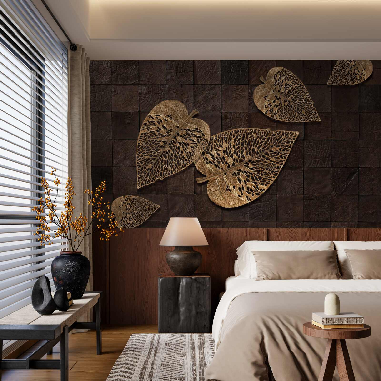 Fototapeta brązowe metalowe liście