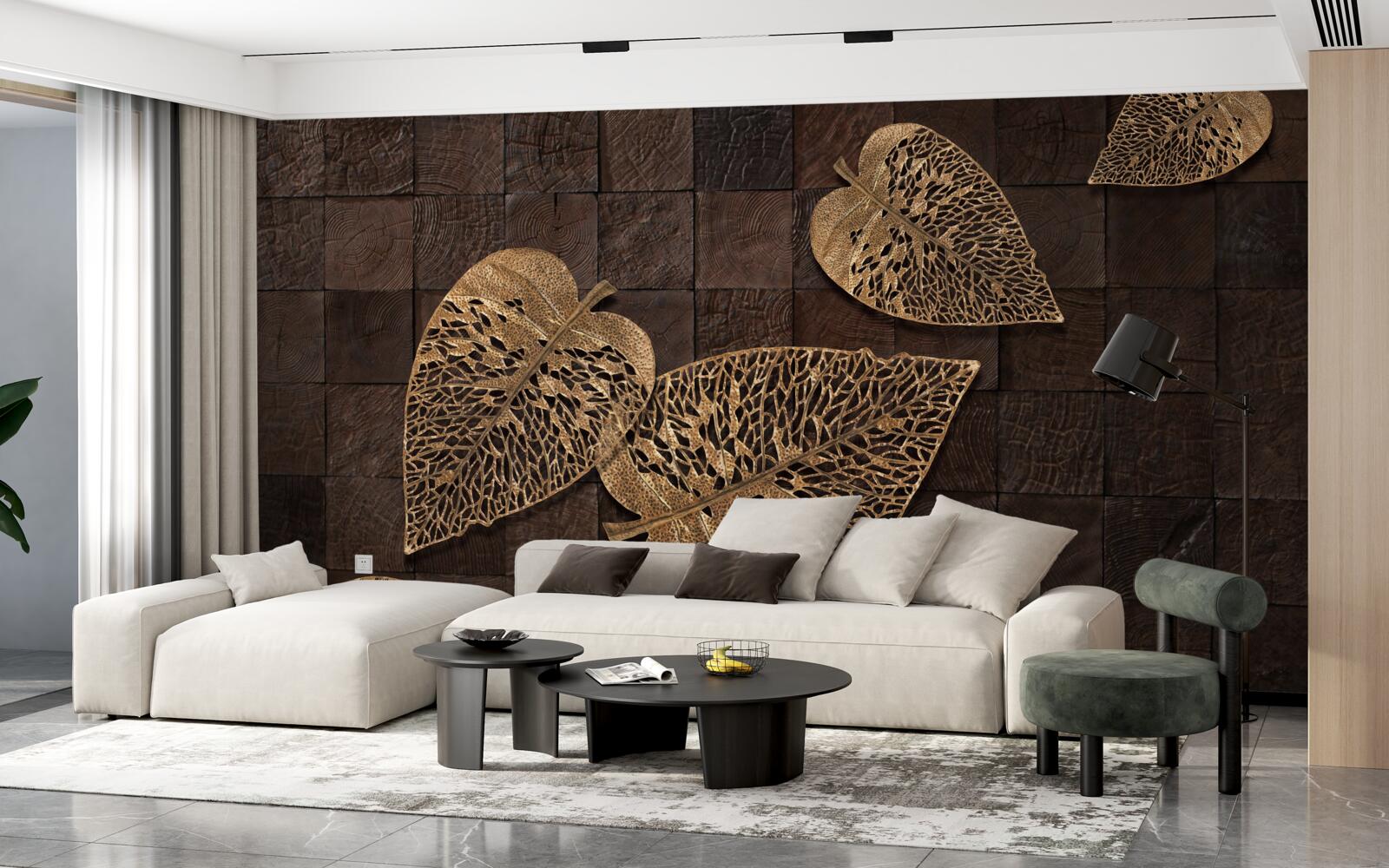 Fototapeta brązowe metalowe liście