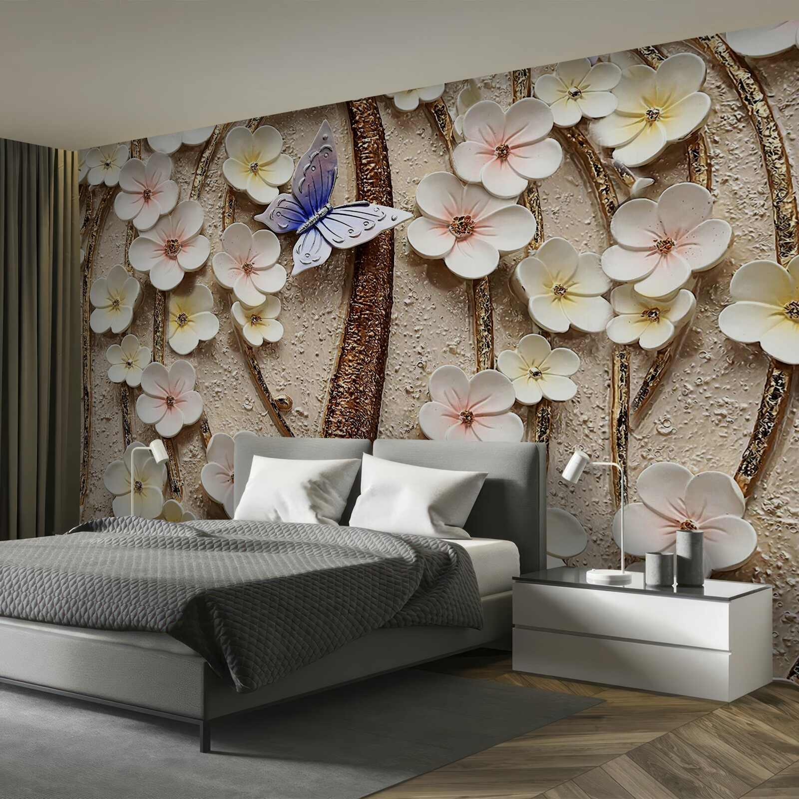 Fototapeta miękkie pąki i niebieski motyl