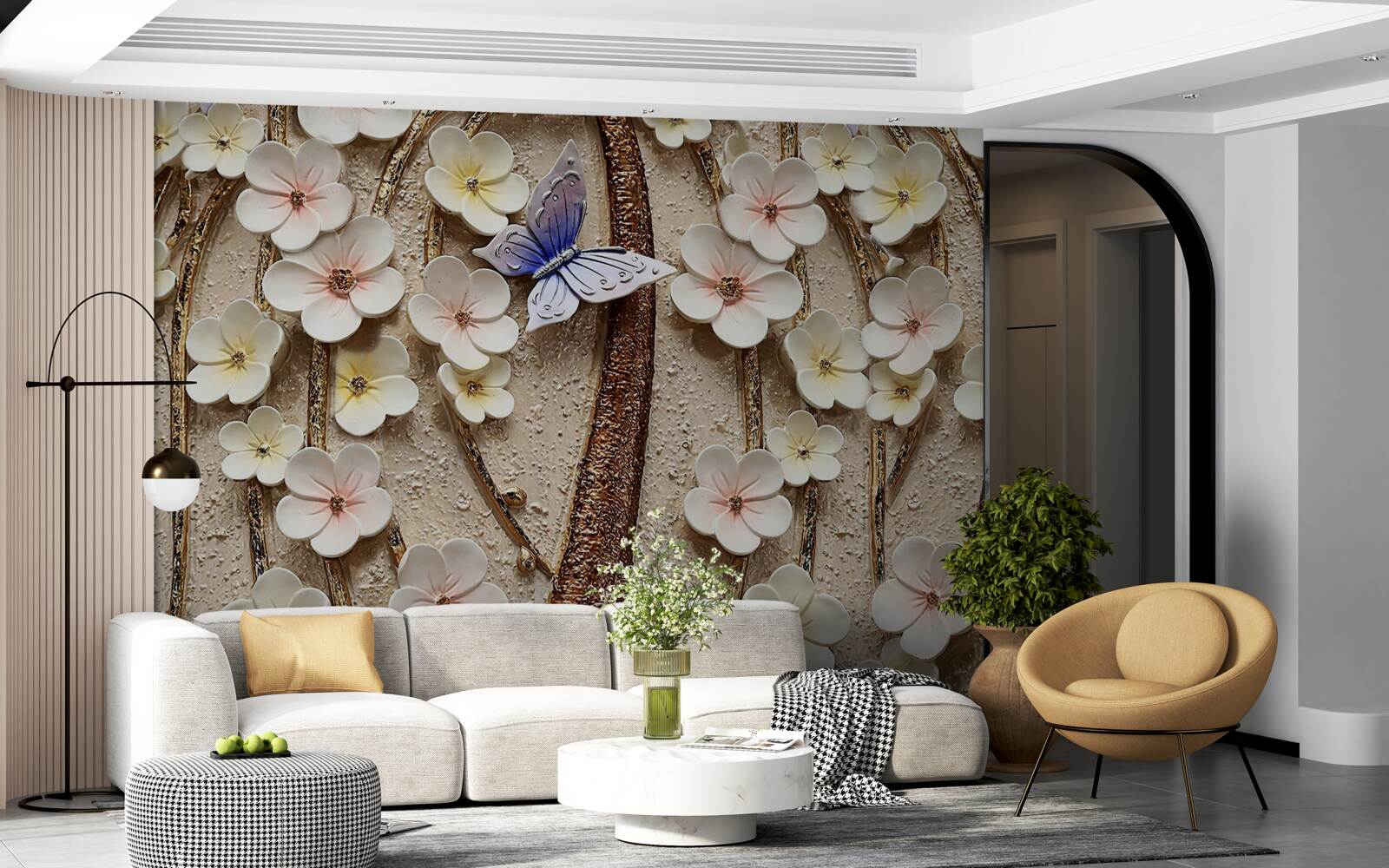 Fototapeta miękkie pąki i niebieski motyl