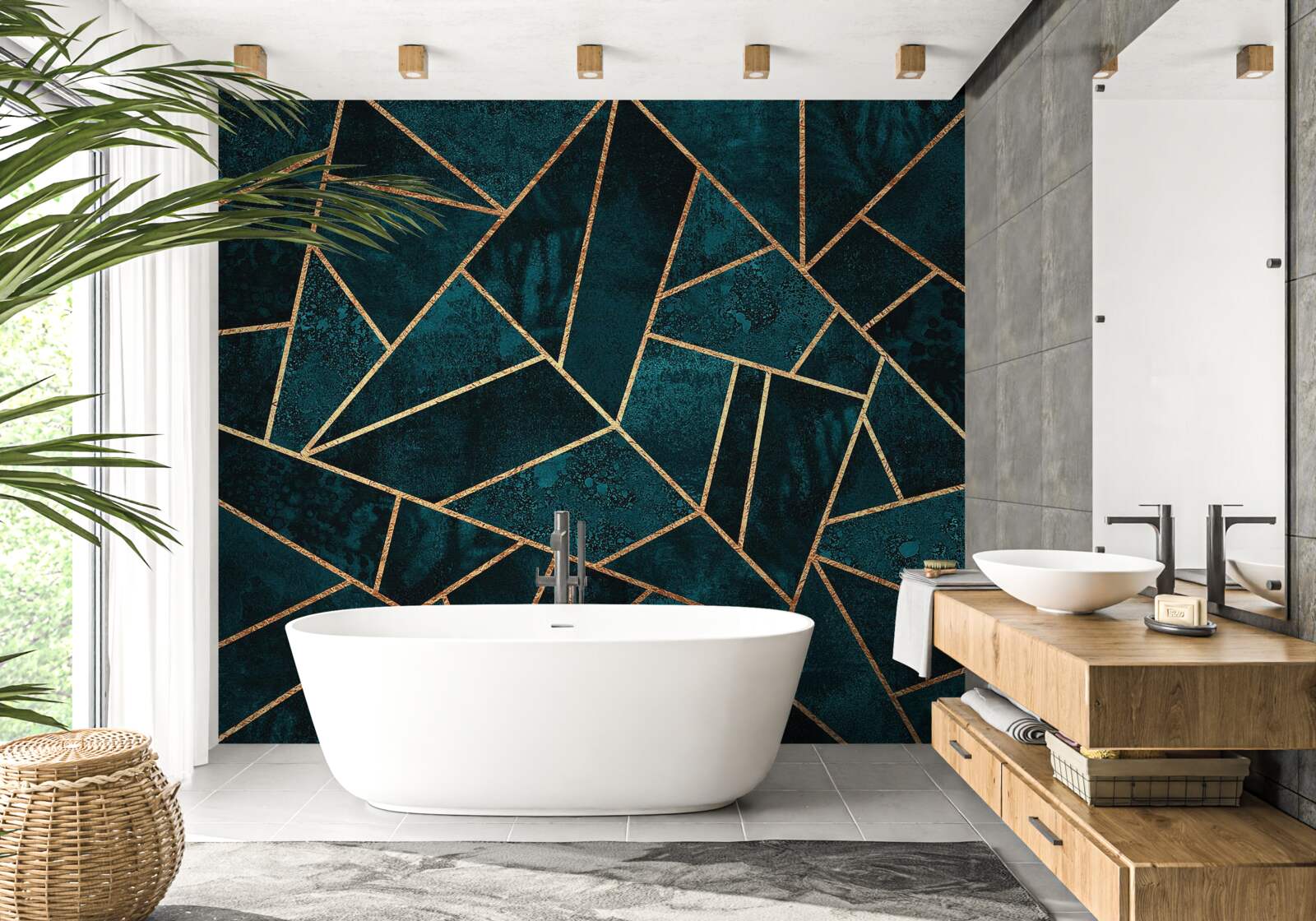 Fototapeta mozaika w szmaragdowo-złotej tonacji
