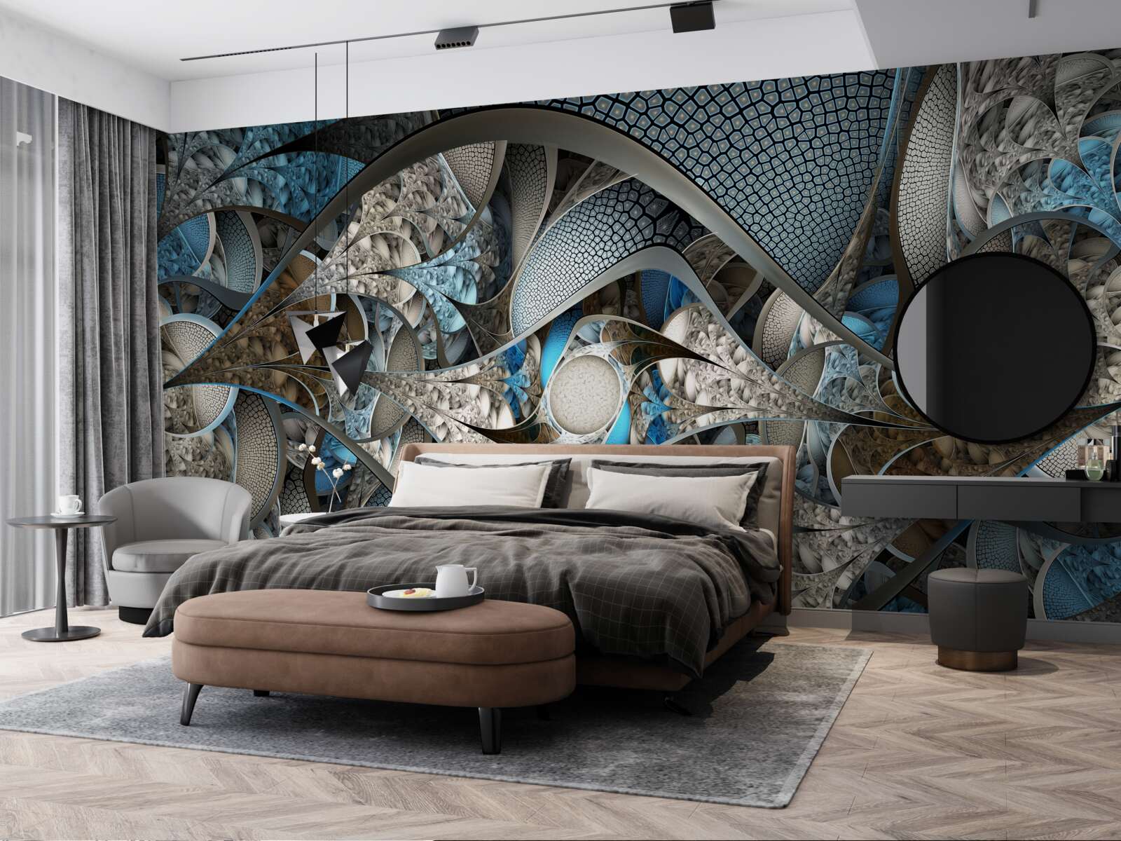 Fototapeta skład zakrzywionych linii i plam barwnych