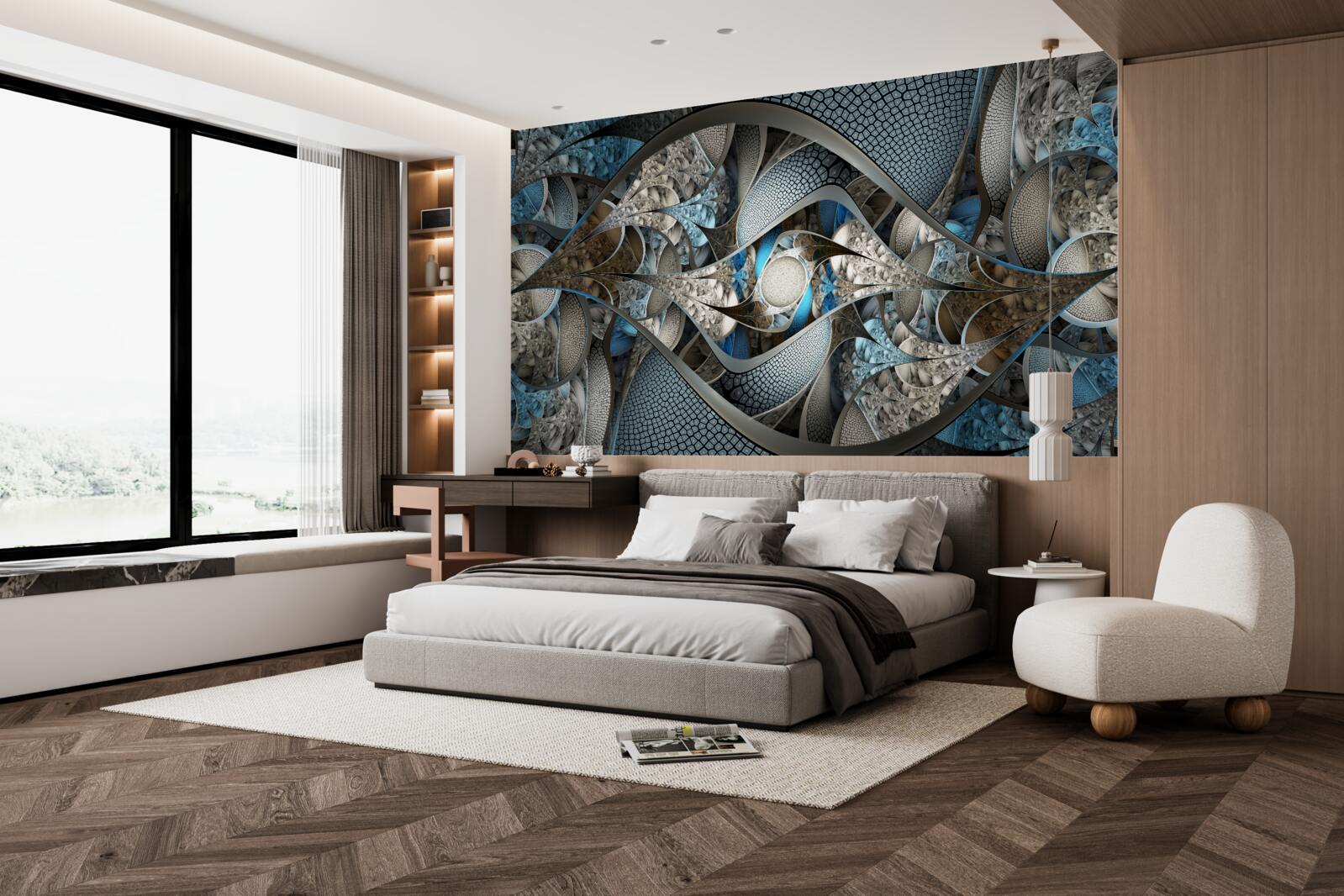 Fototapeta skład zakrzywionych linii i plam barwnych