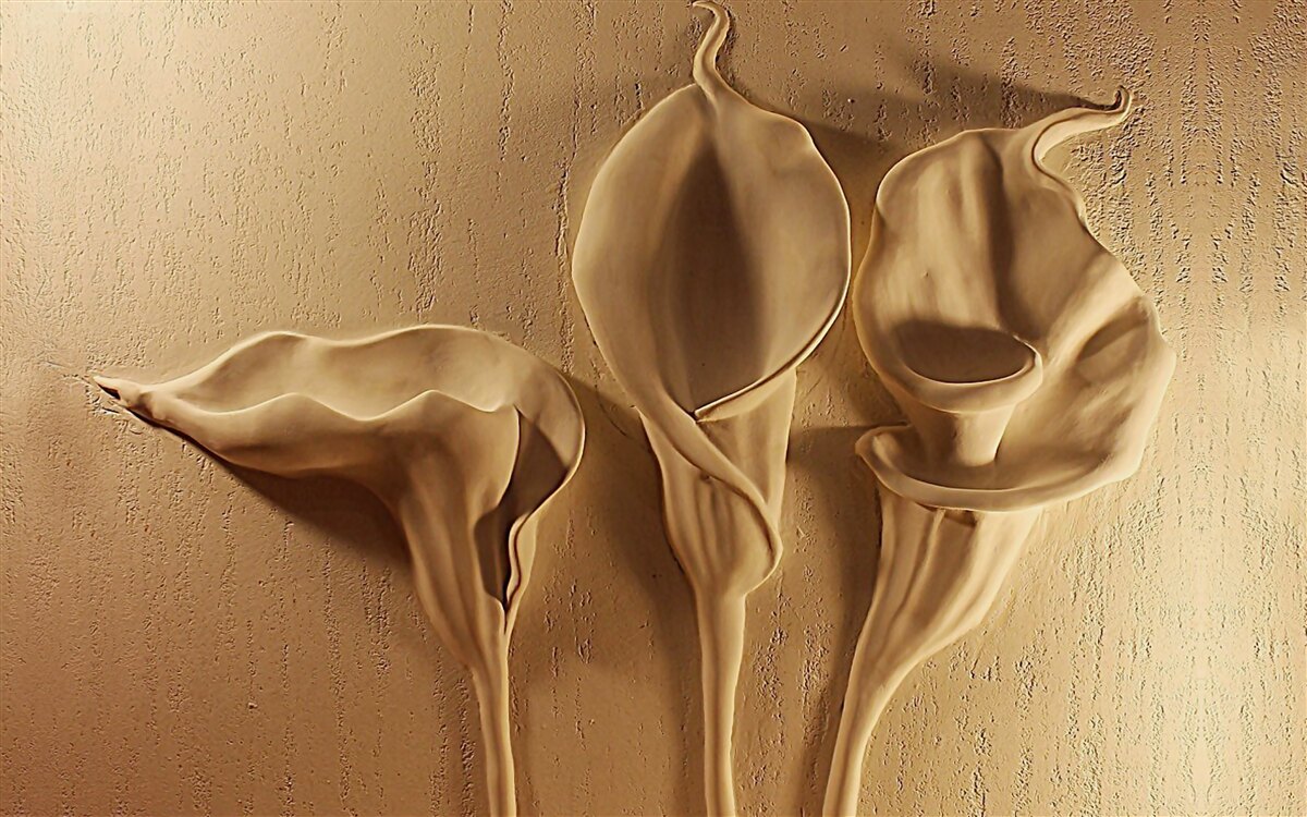 Fototapeta lilie kalii wykonane z piasku na ścianie