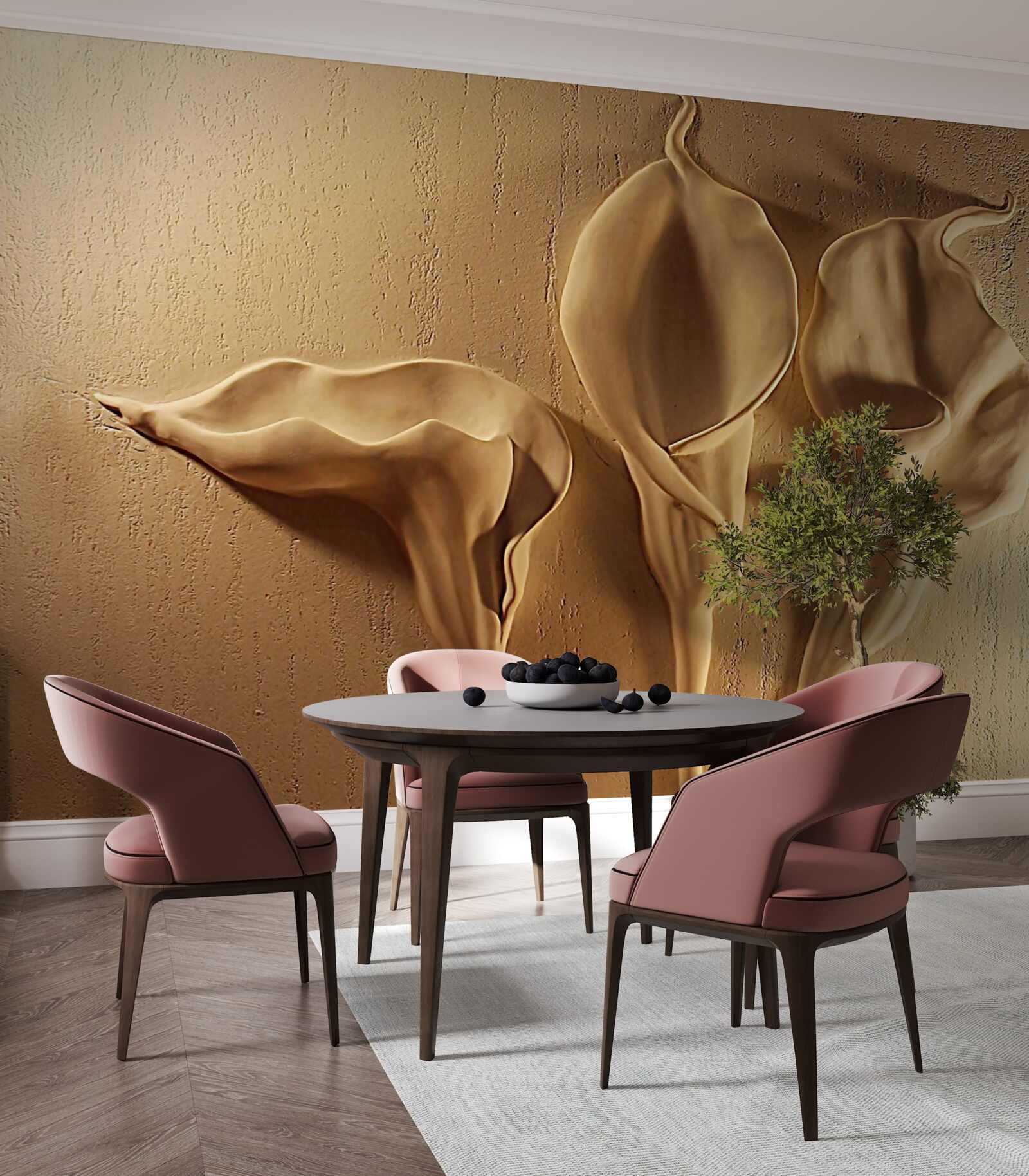 Fototapeta lilie kalii wykonane z piasku na ścianie