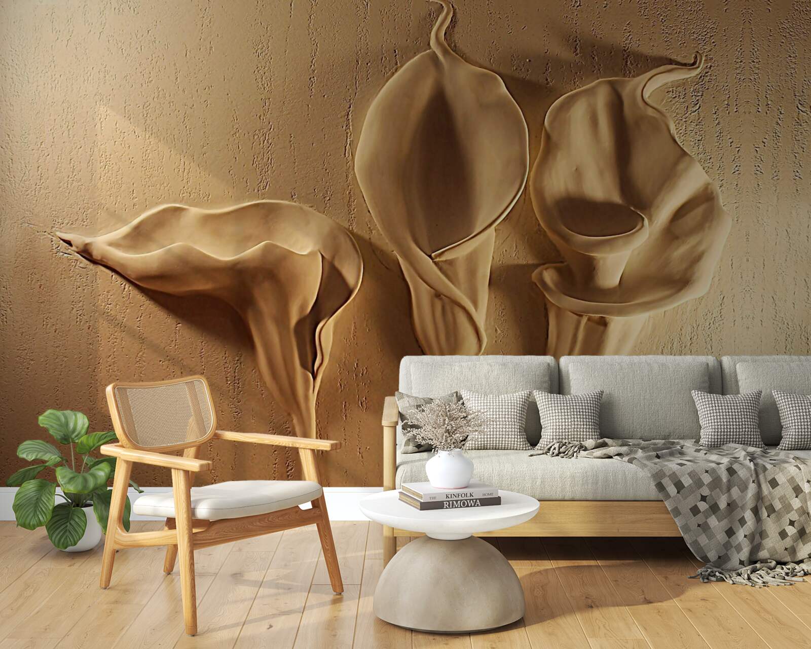 Fototapeta lilie kalii wykonane z piasku na ścianie