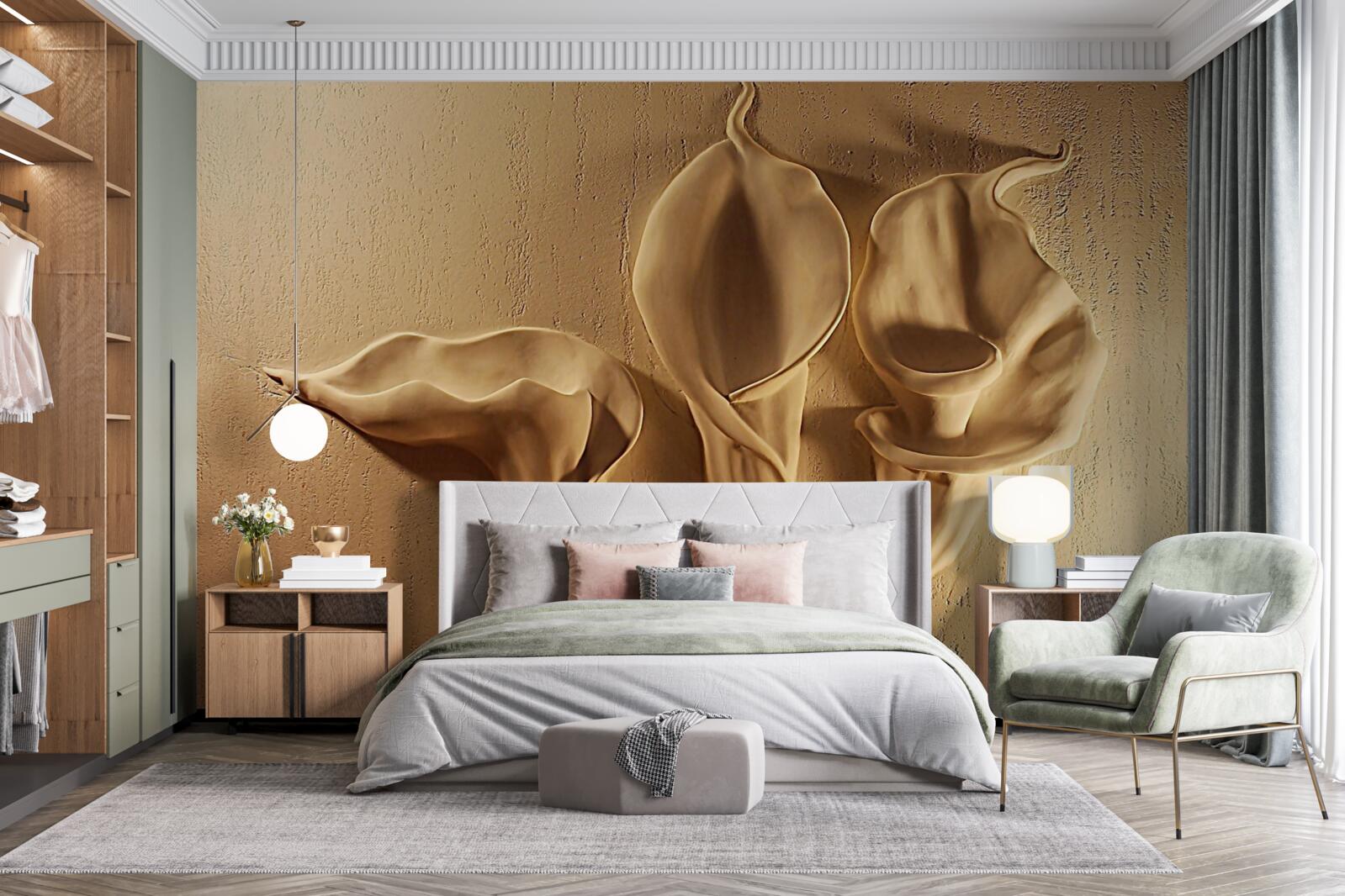 Fototapeta lilie kalii wykonane z piasku na ścianie