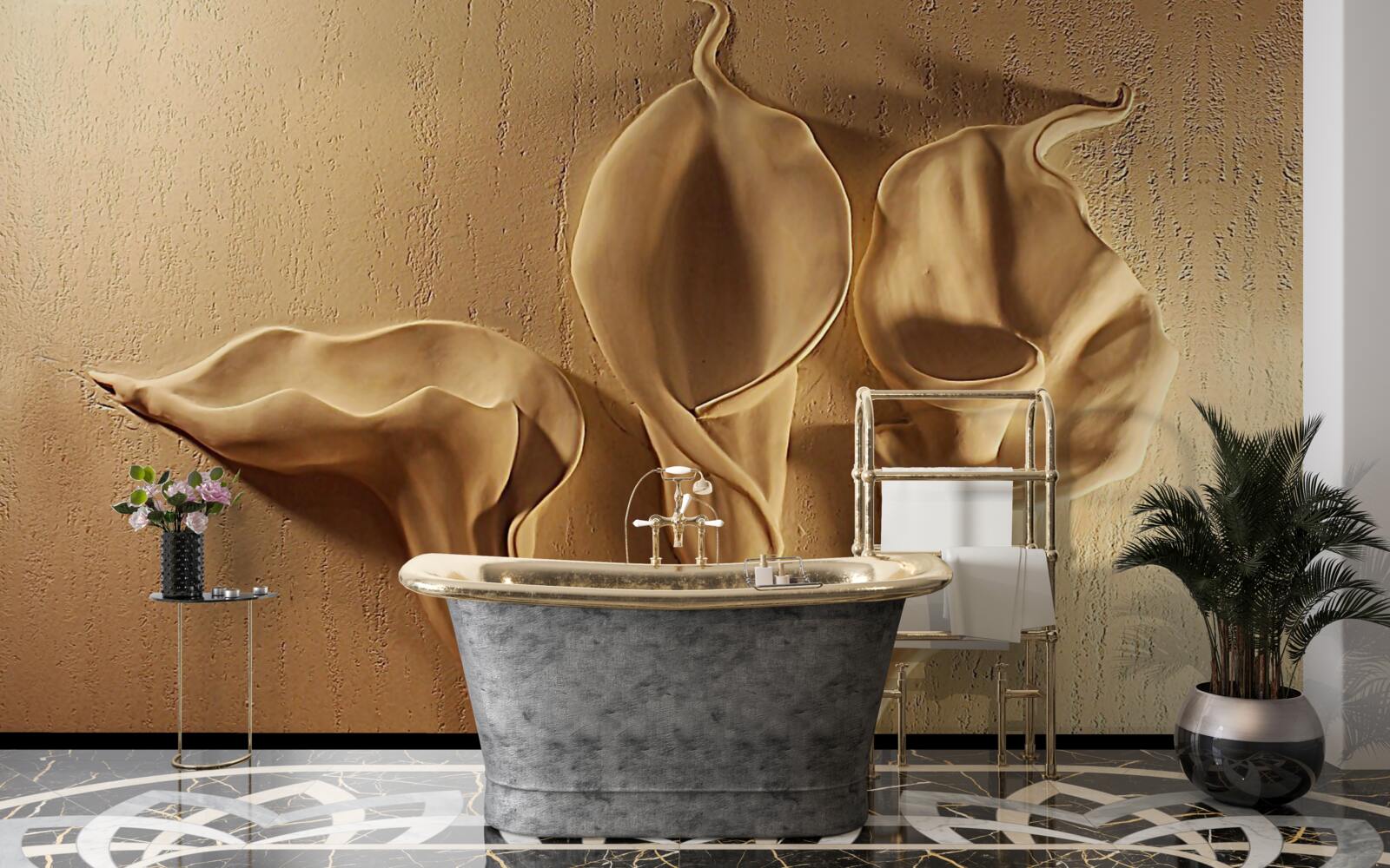 Fototapeta lilie kalii wykonane z piasku na ścianie