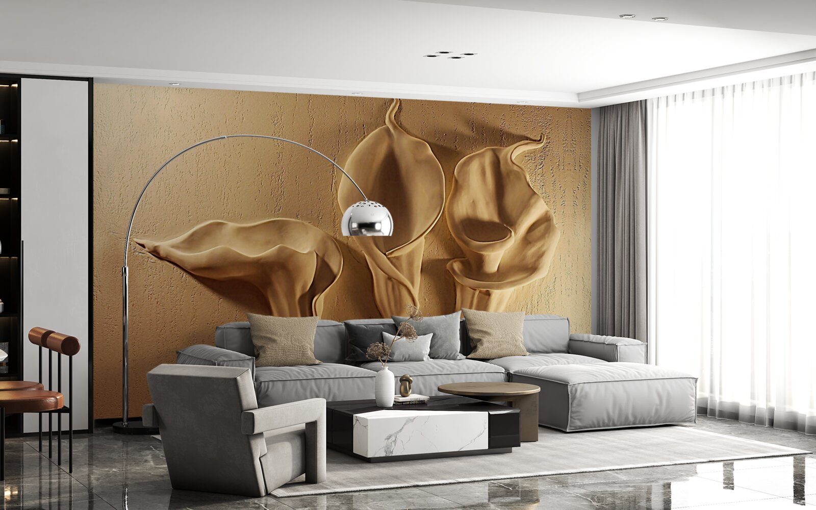 Fototapeta lilie kalii wykonane z piasku na ścianie