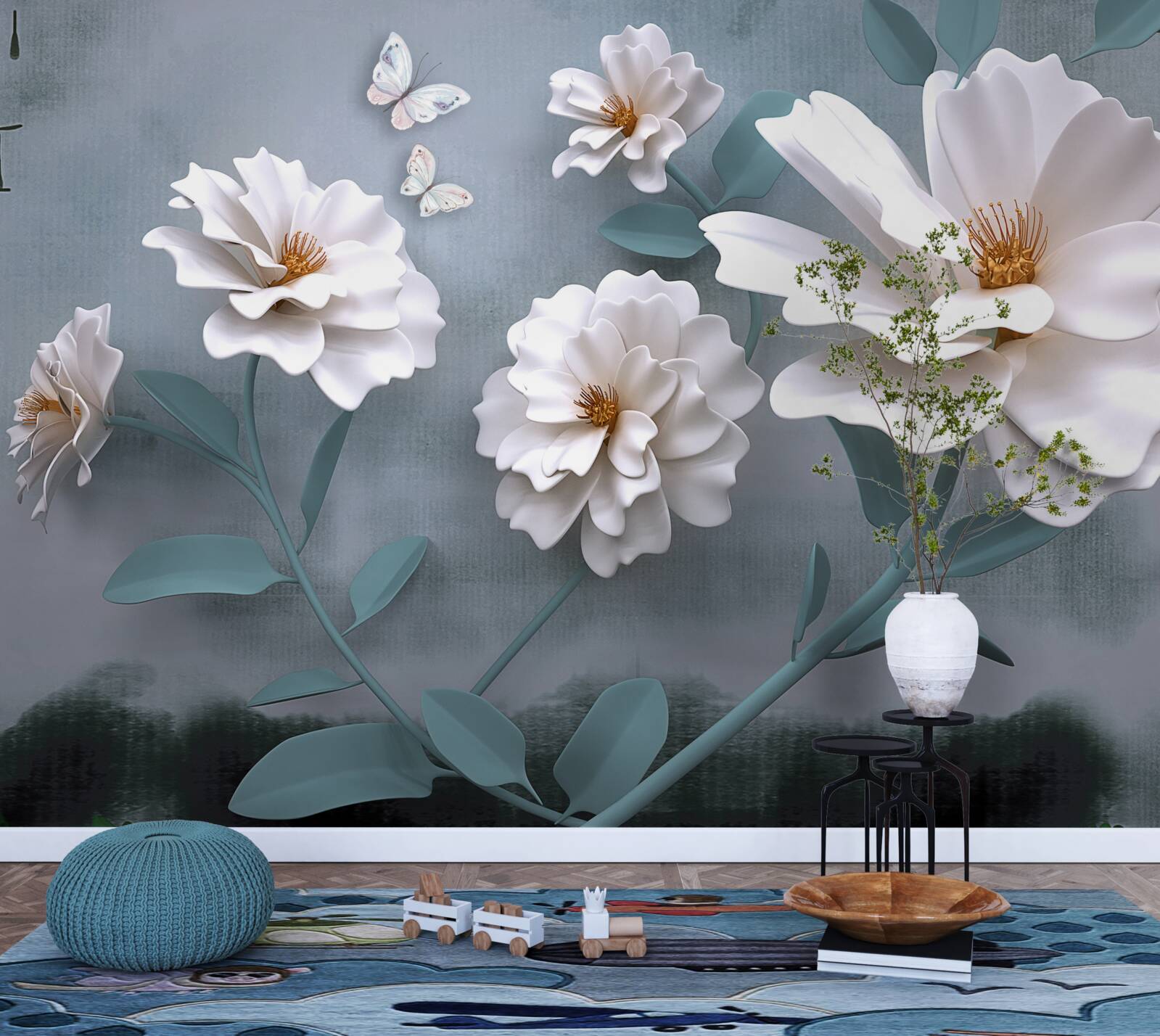 Fototapeta piękne duże białe kwiaty