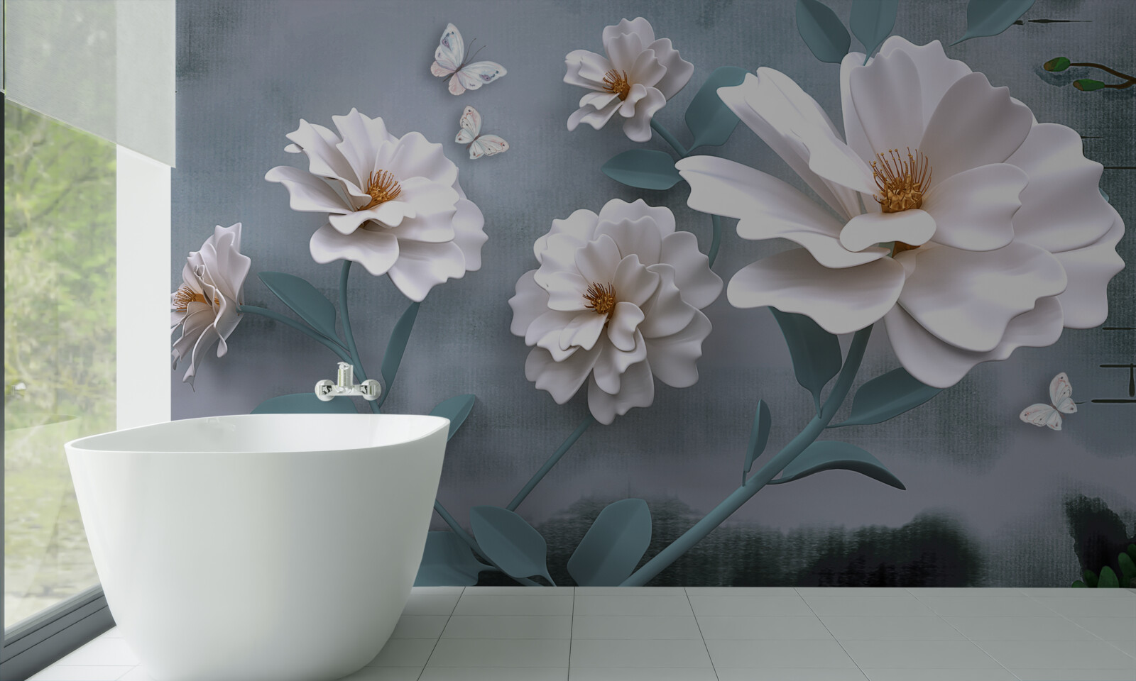 Fototapeta piękne duże białe kwiaty