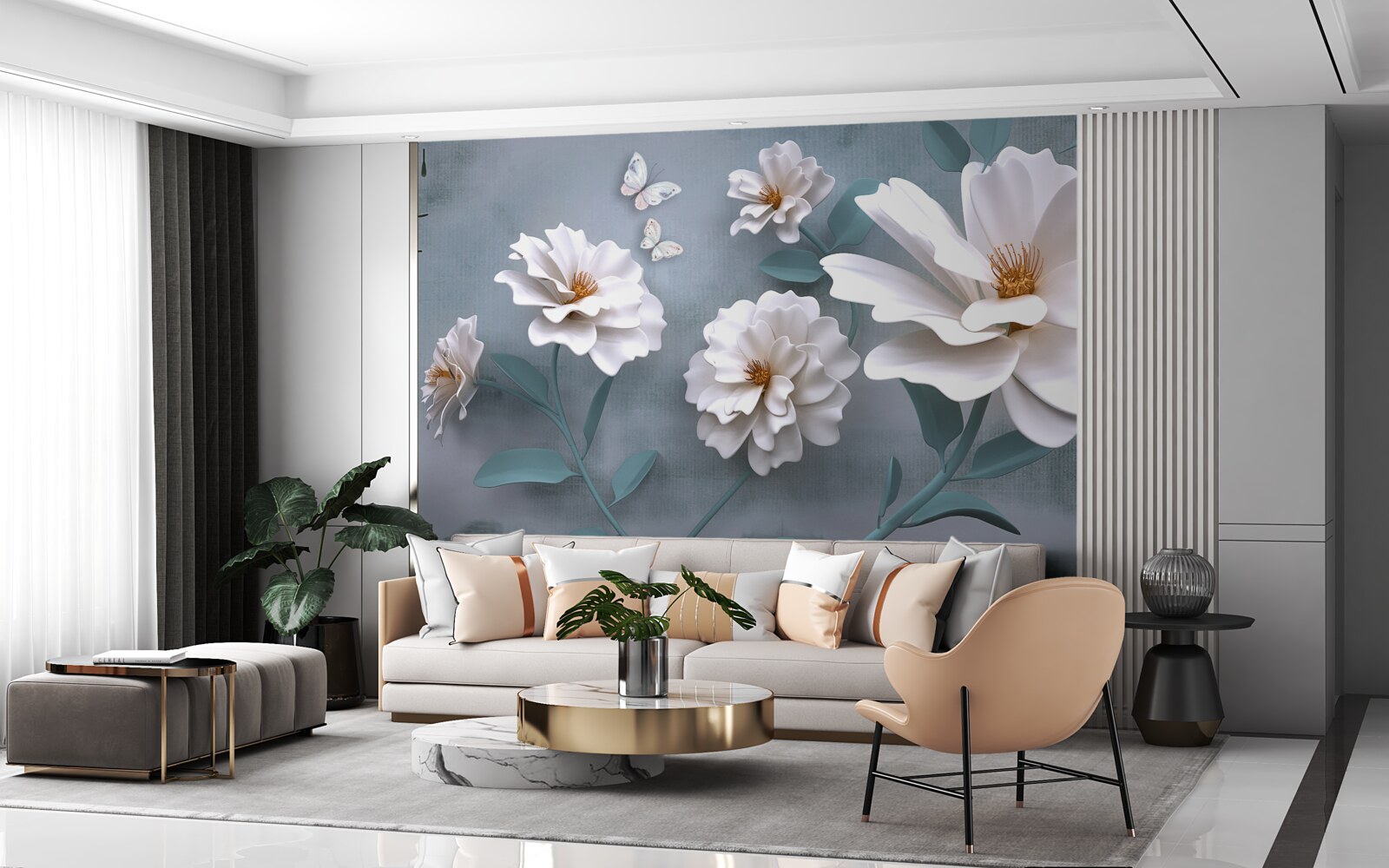 Fototapeta piękne duże białe kwiaty