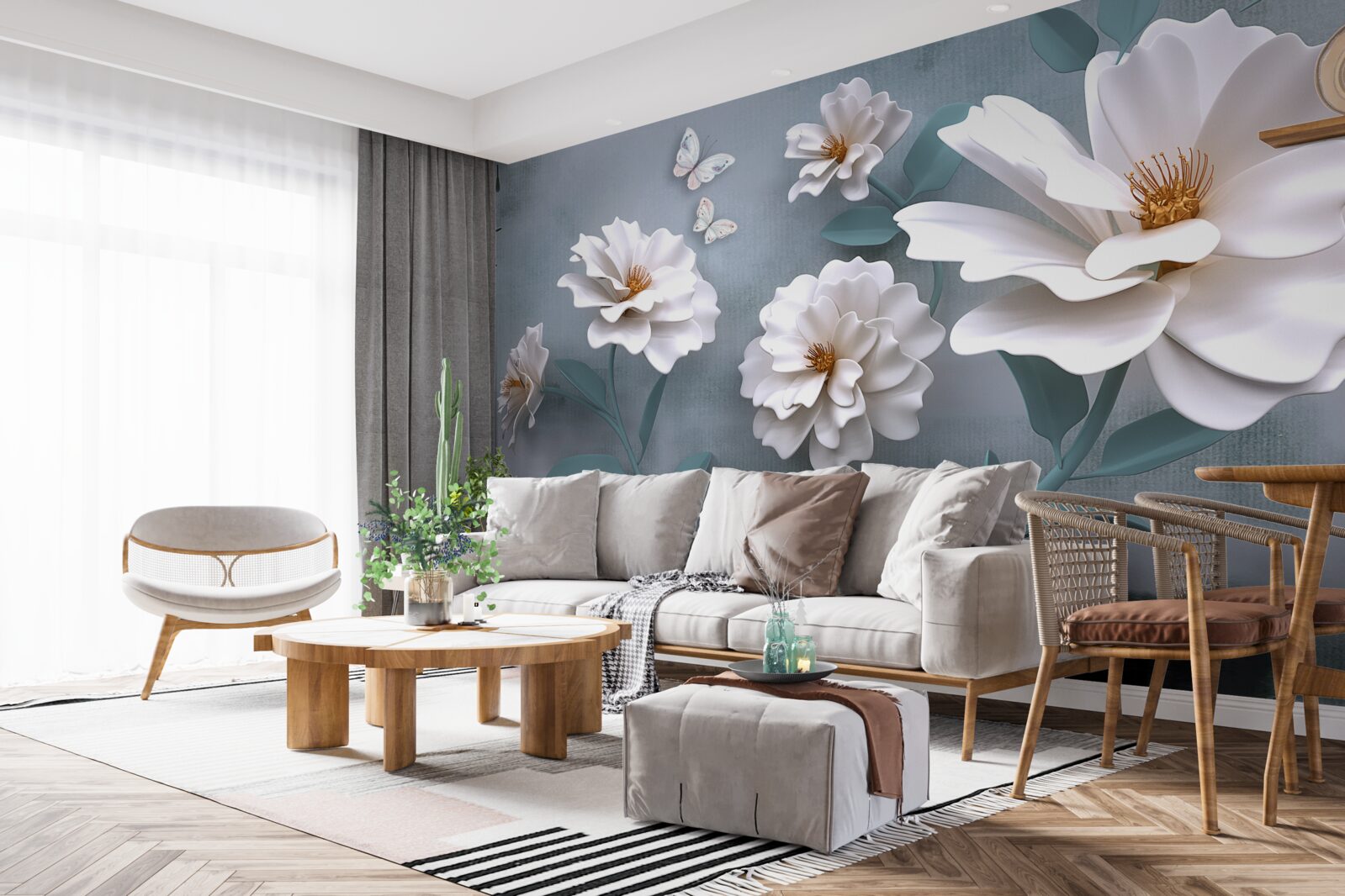 Fototapeta piękne duże białe kwiaty