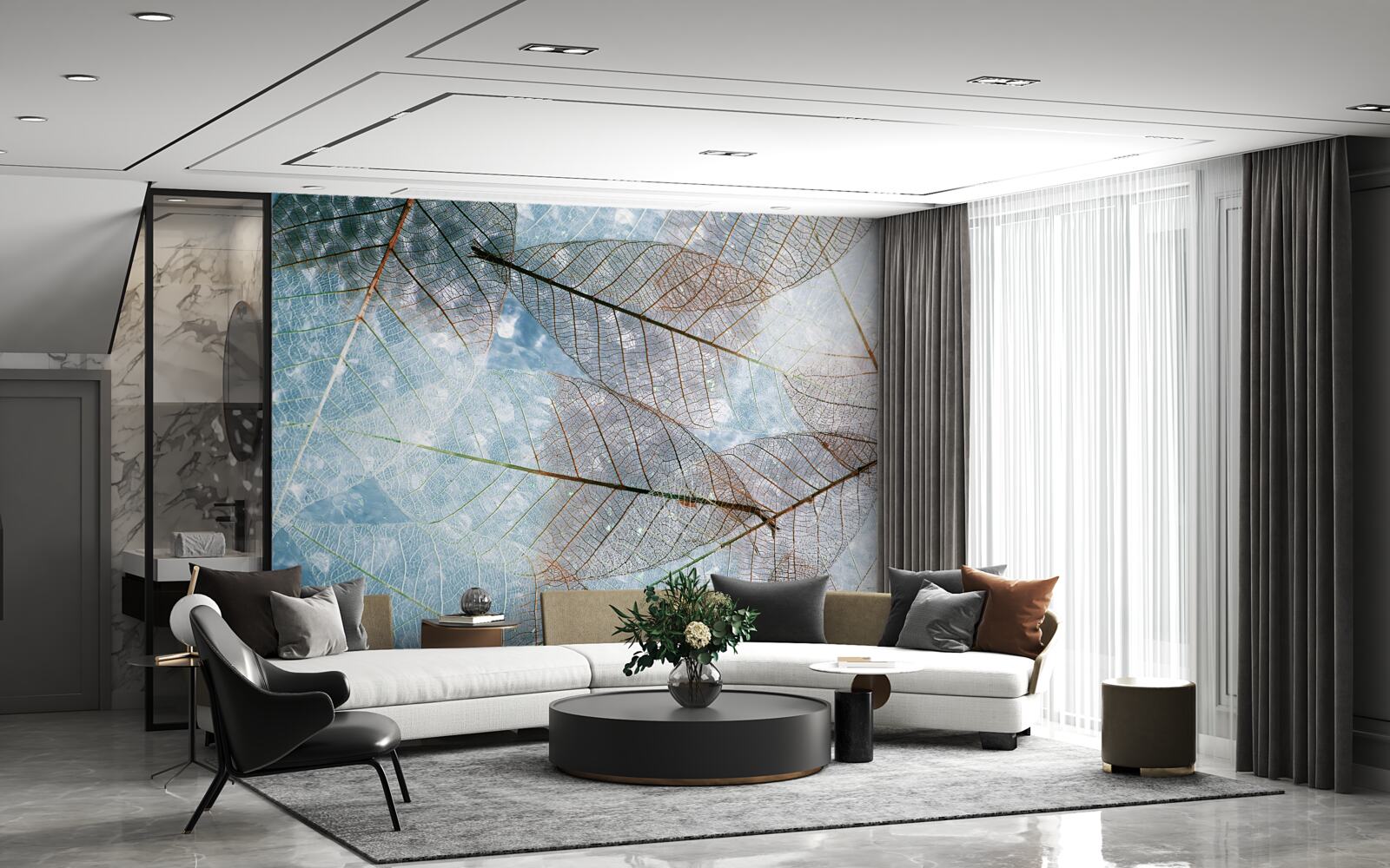 Fototapeta liście przezroczyste na tle nieba