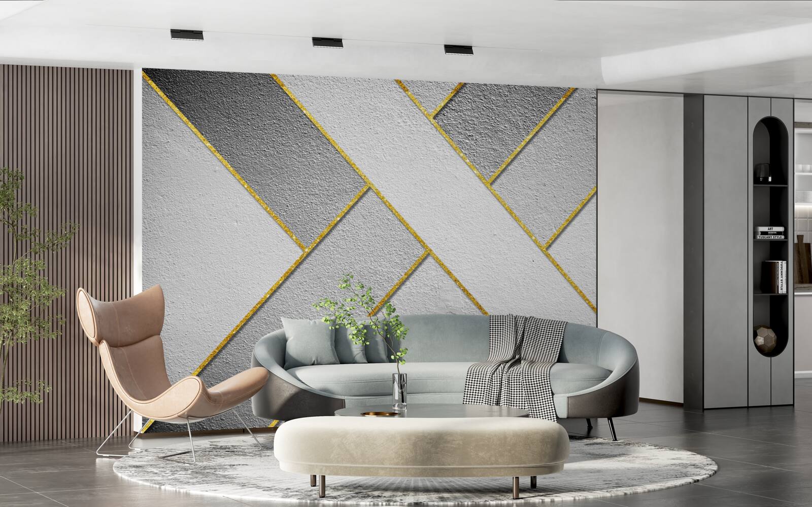 Fototapeta złote proste linie na szarym tle