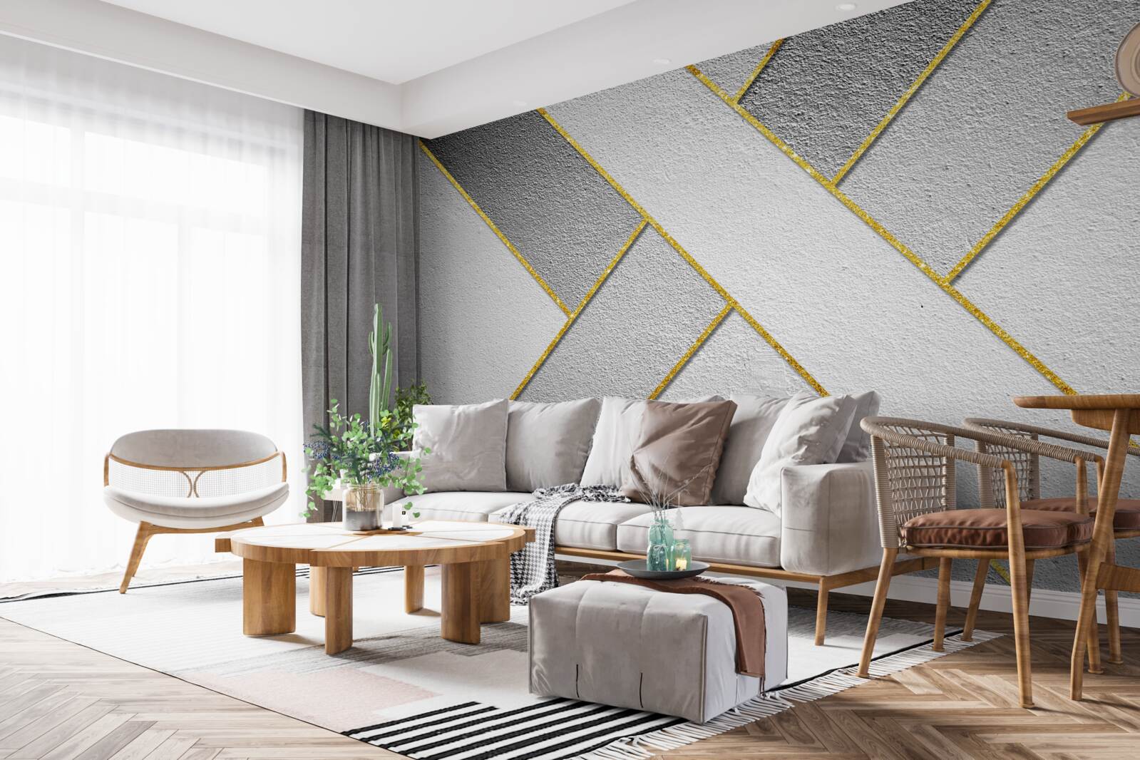 Fototapeta złote proste linie na szarym tle