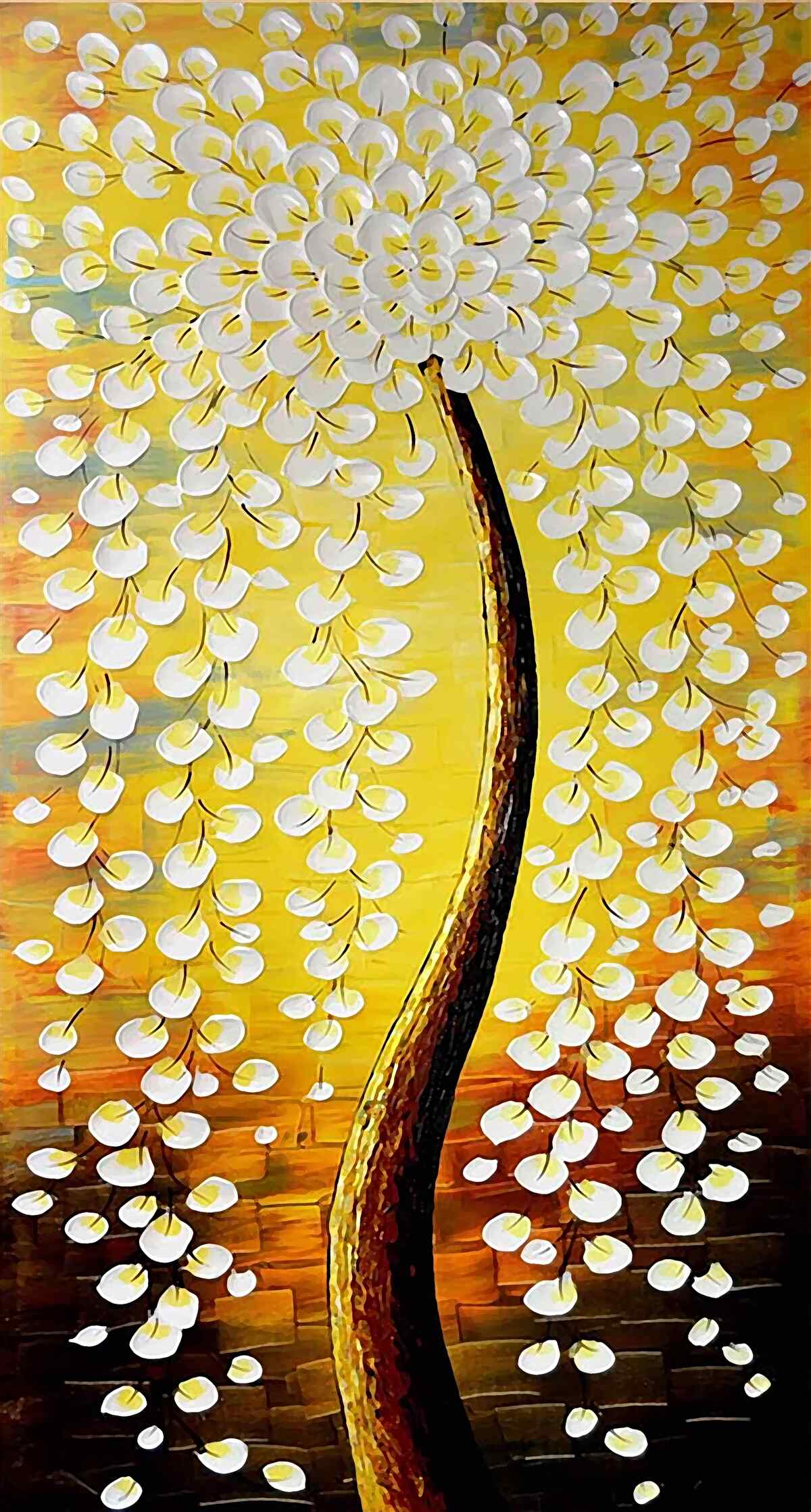 Fototapeta obraz olejny przedstawiający kwitnące drzewo