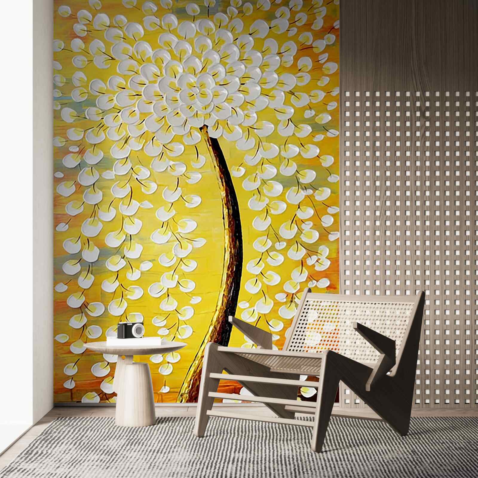 Fototapeta obraz olejny przedstawiający kwitnące drzewo