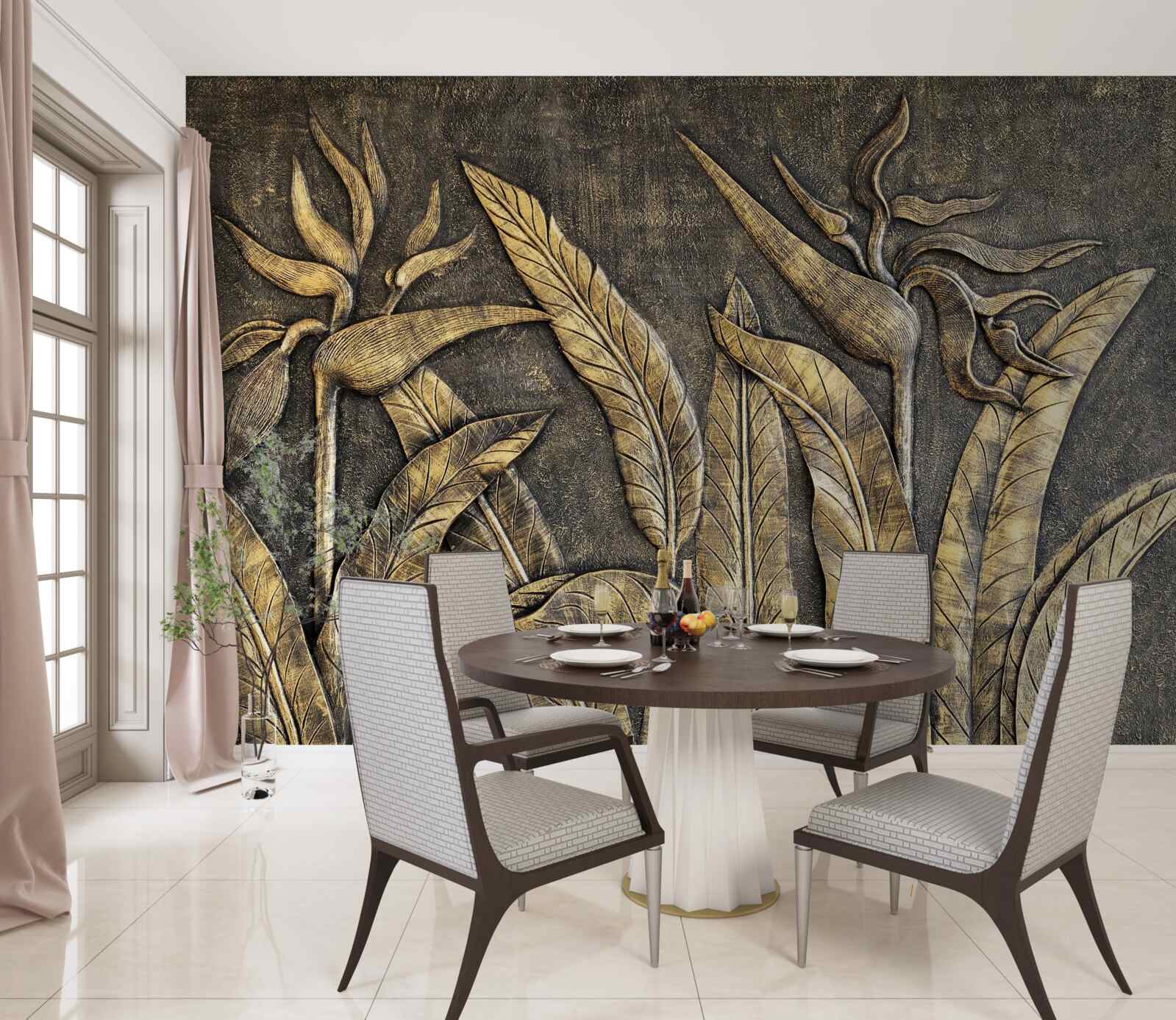 Fototapeta tekstury tropikalnej flory w odcieniach brązu