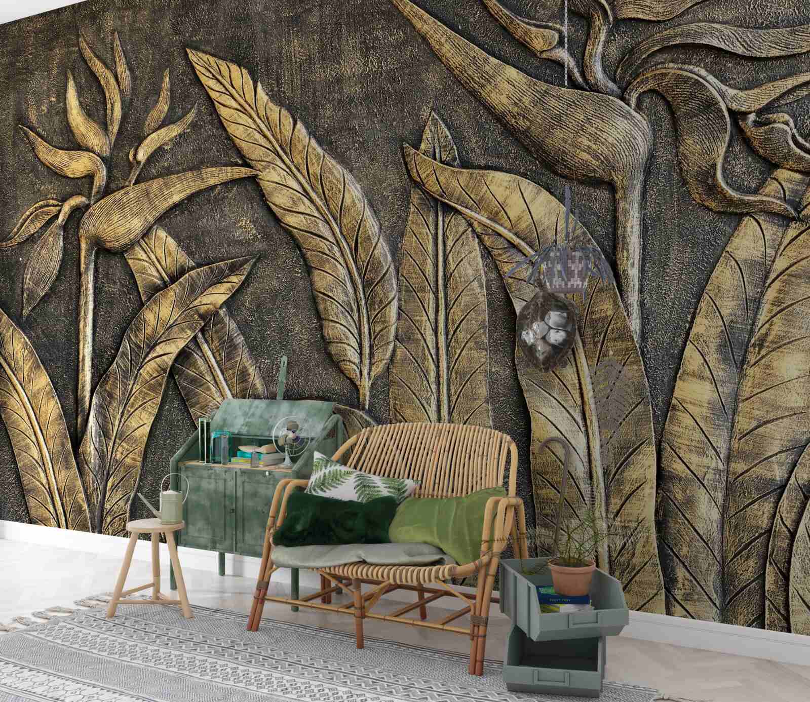 Fototapeta tekstury tropikalnej flory w odcieniach brązu