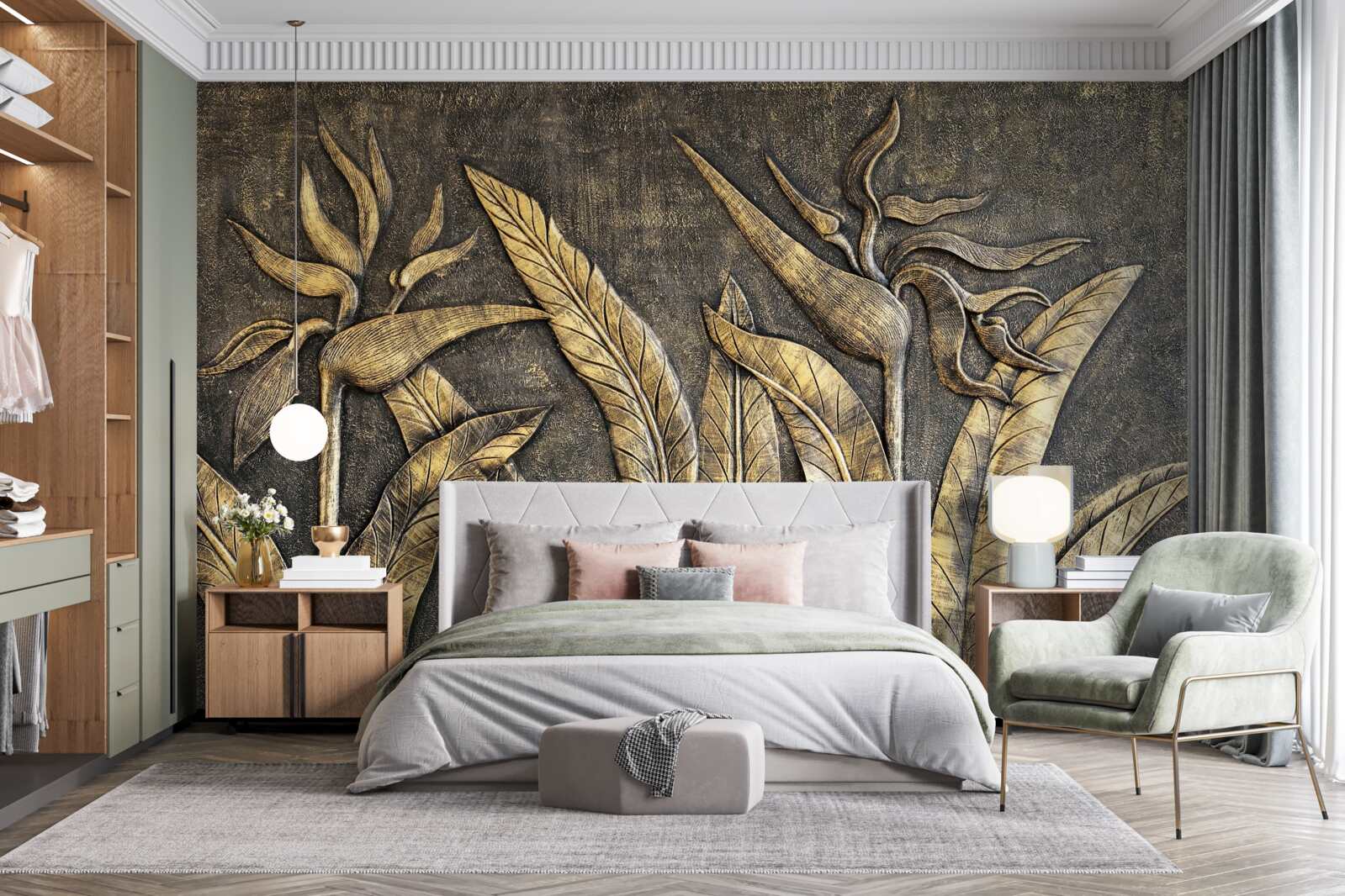 Fototapeta tekstury tropikalnej flory w odcieniach brązu