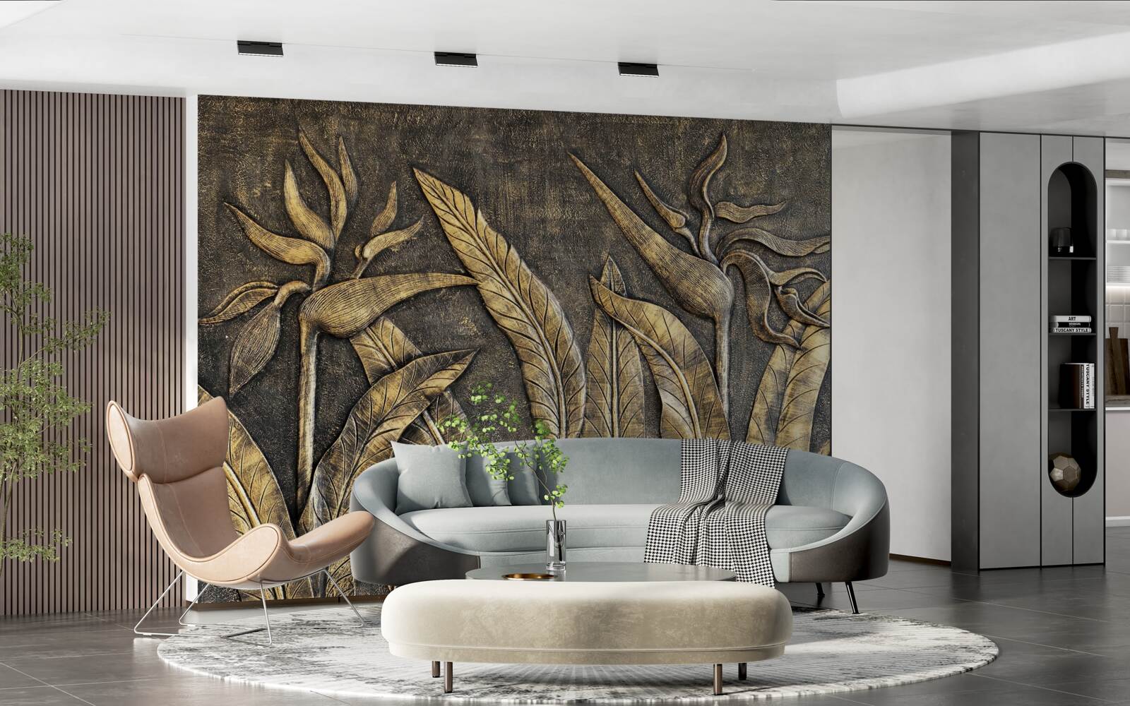 Fototapeta tekstury tropikalnej flory w odcieniach brązu