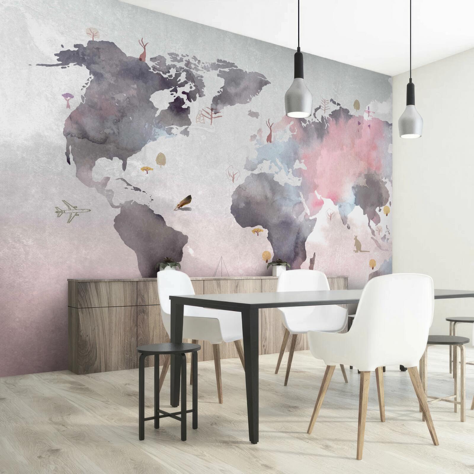 Fototapeta mapa świata wykonana akwarelą