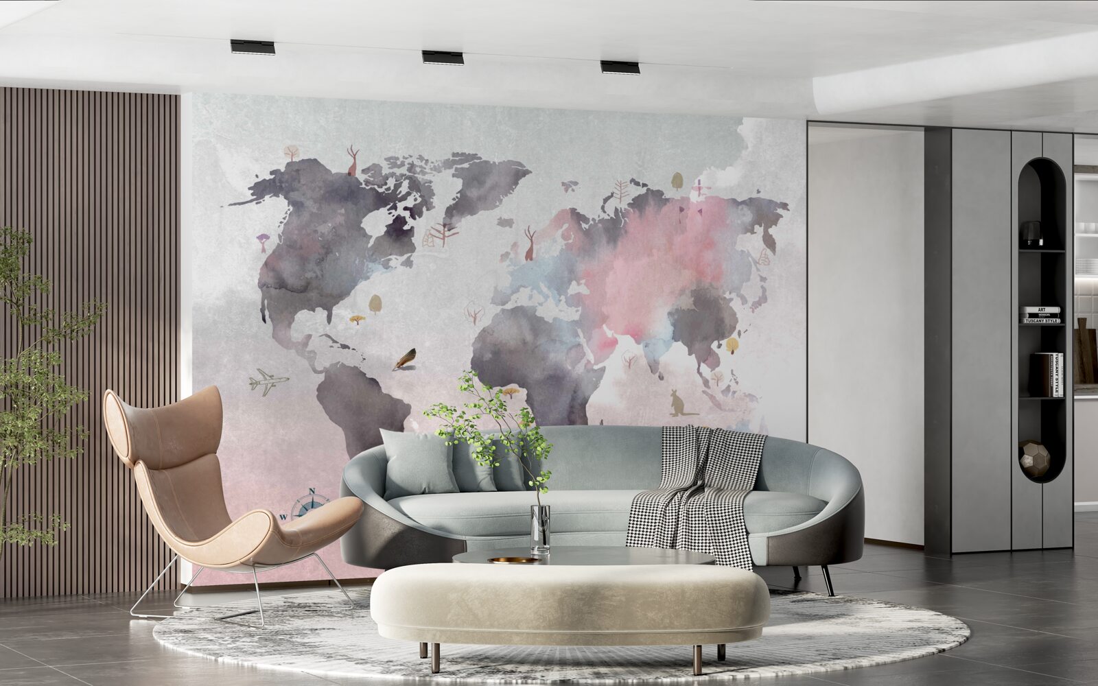 Fototapeta mapa świata wykonana akwarelą