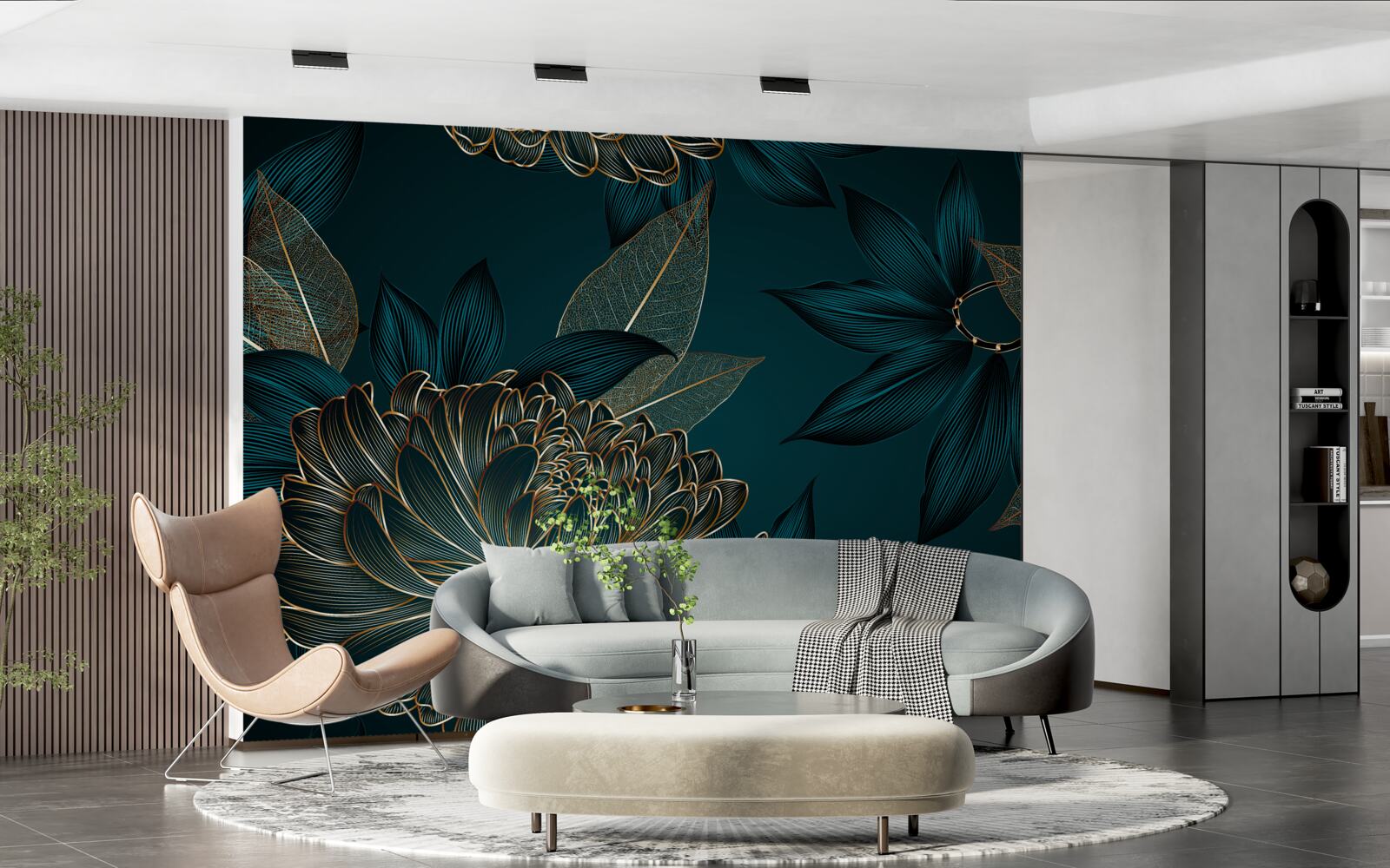 Fototapeta mniszek lekarski i złote liście