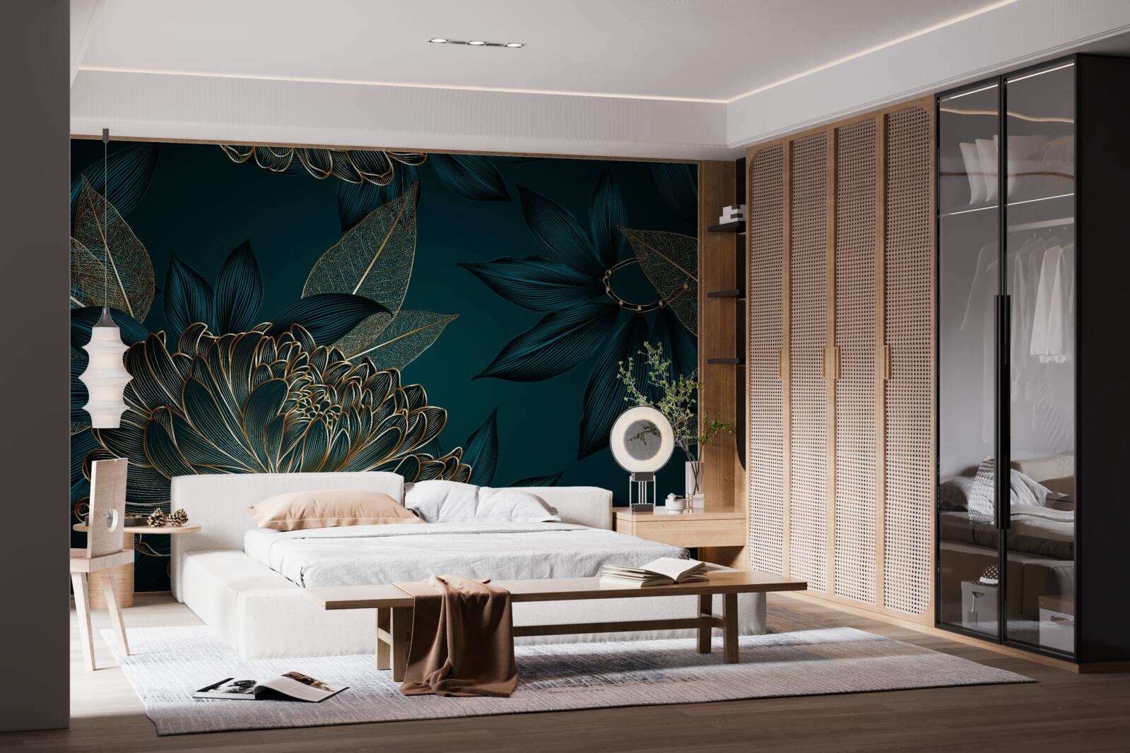 Fototapeta mniszek lekarski i złote liście