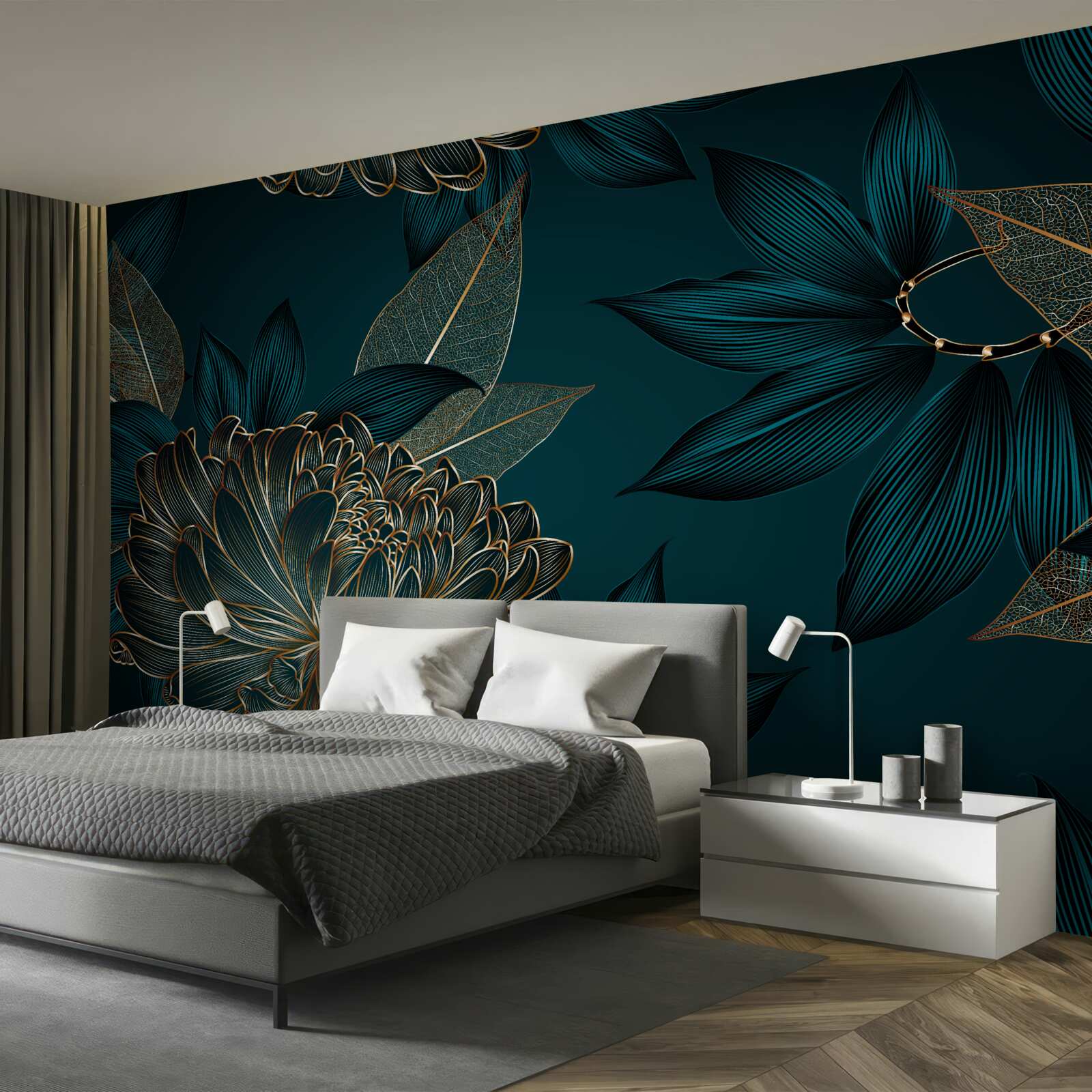 Fototapeta mniszek lekarski i złote liście