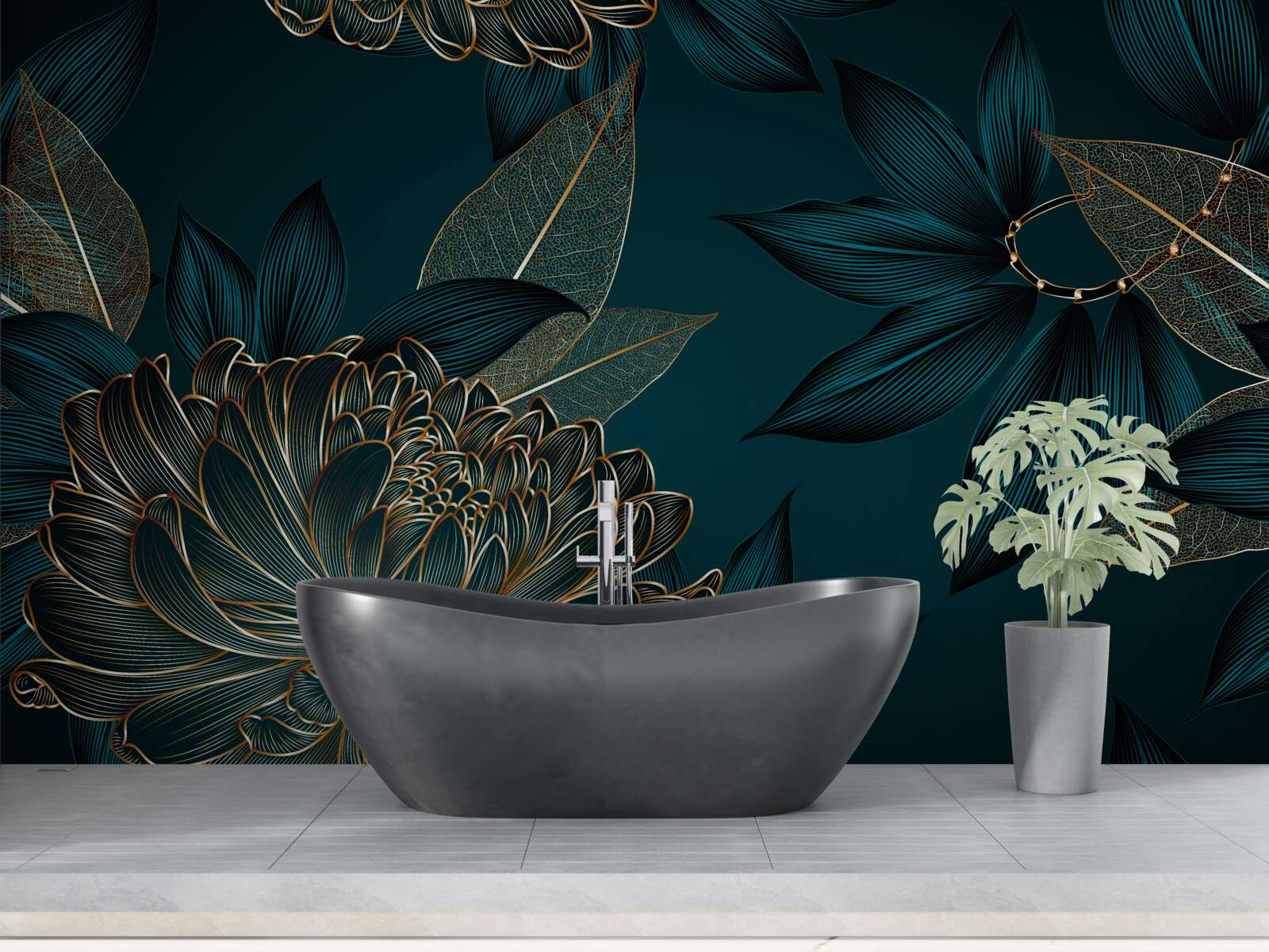 Fototapeta mniszek lekarski i złote liście