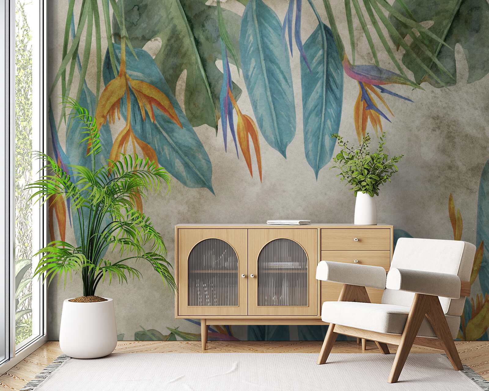 Fototapeta niezwykłe wyglądające liście tropikalne