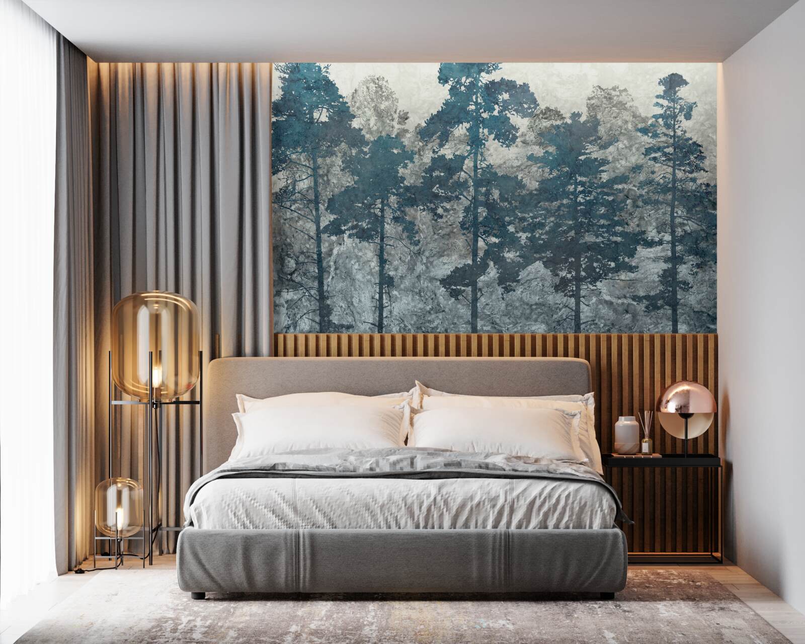 Fototapeta korony i wierzchołki drzew z liśćmi